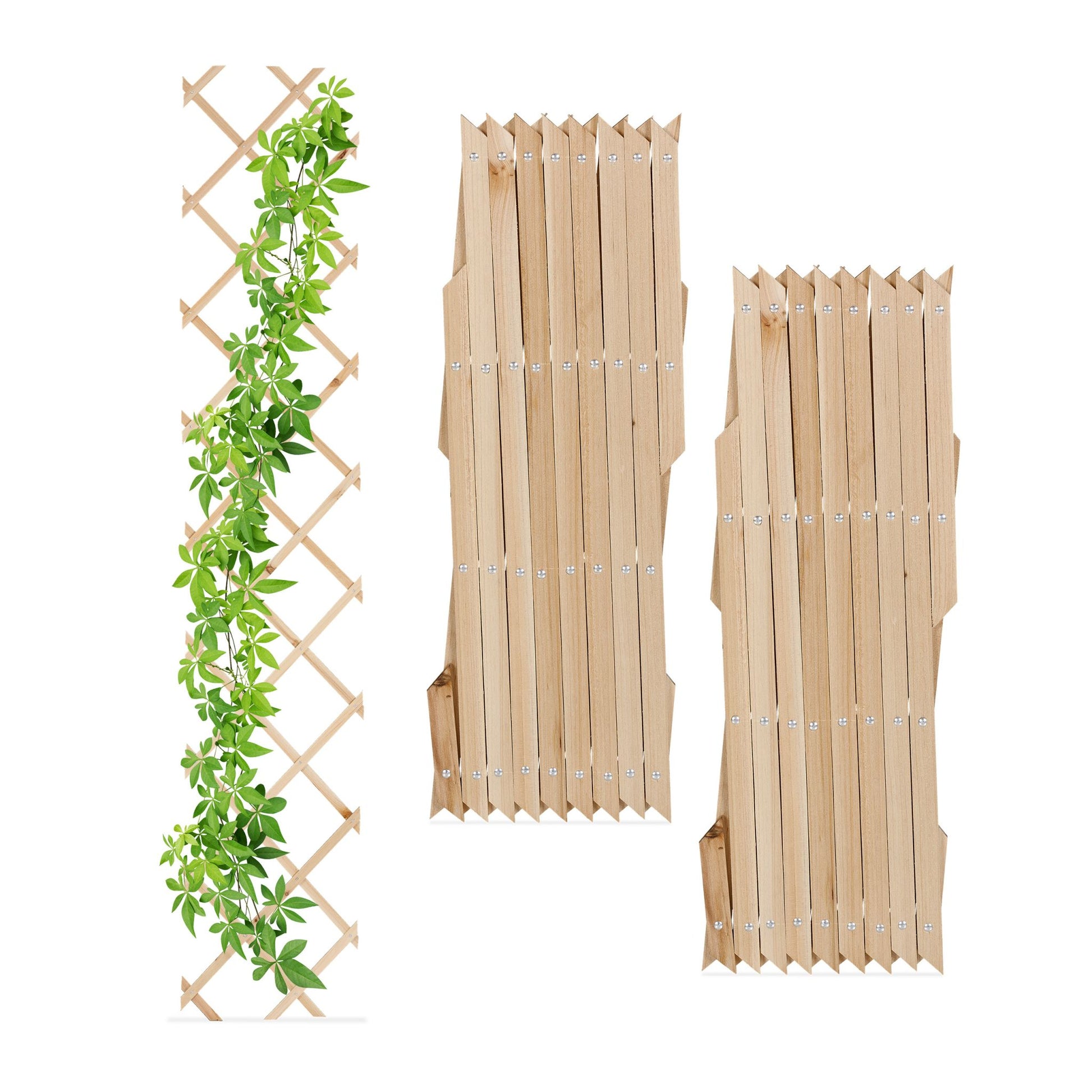 Ausziehbares Rankgitter Holz 3er-Set Hellbraun von Relaxdays
