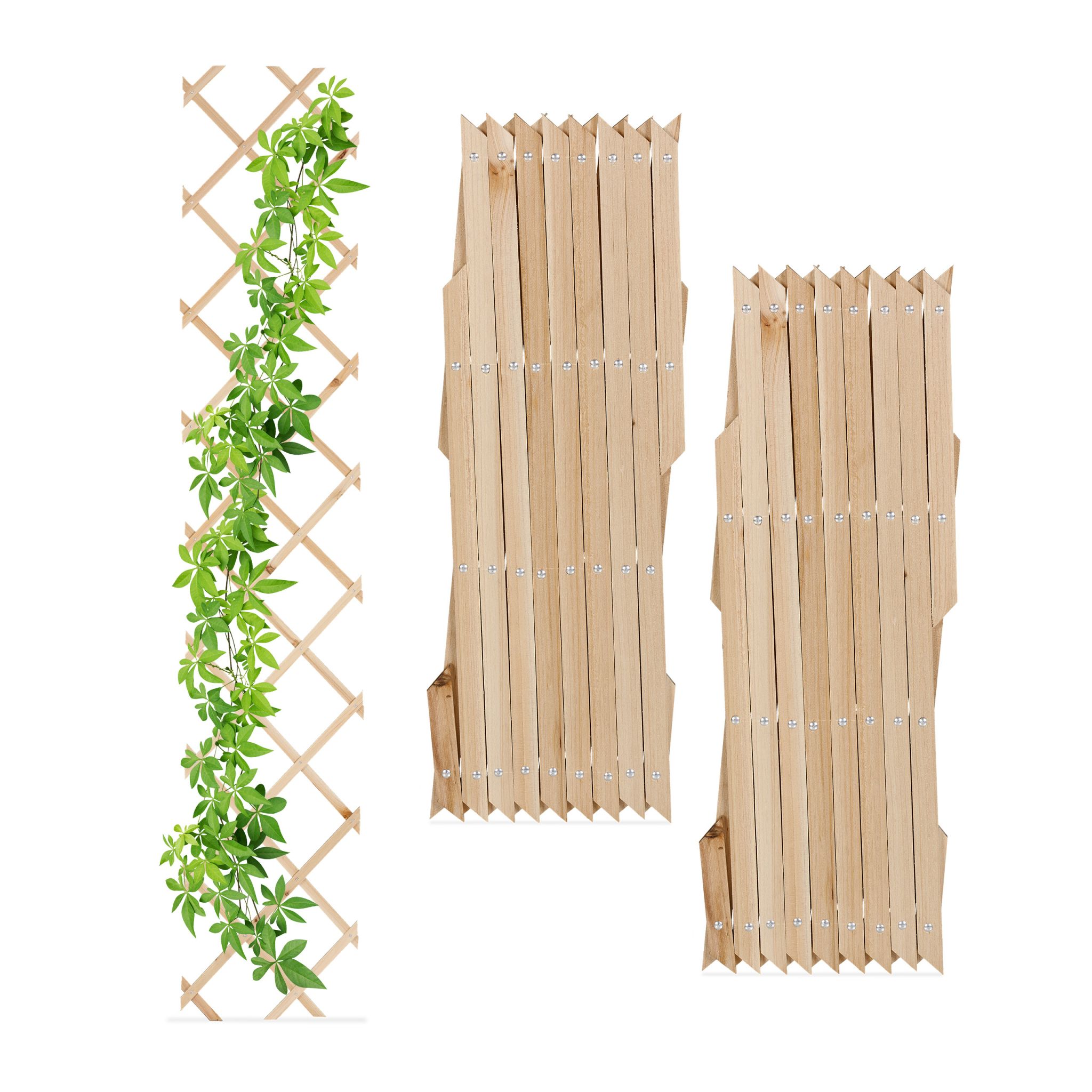 Ausziehbares Rankgitter Holz 3er-Set Hellbraun von Relaxdays