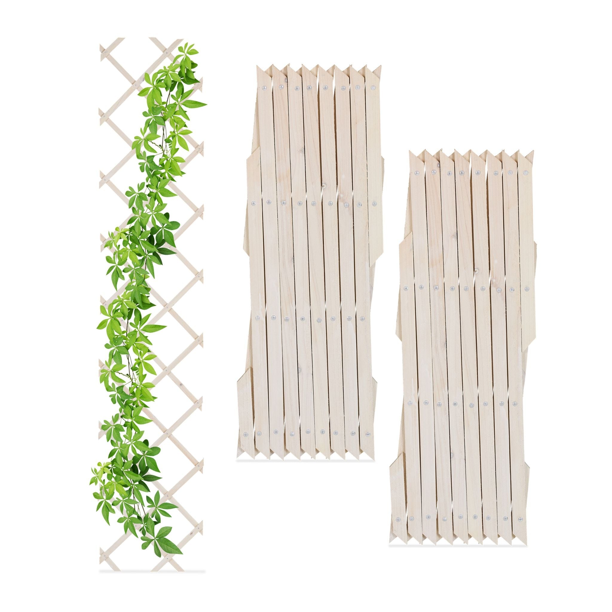 Ausziehbares Rankgitter Holz 3er-Set Weiss von Relaxdays