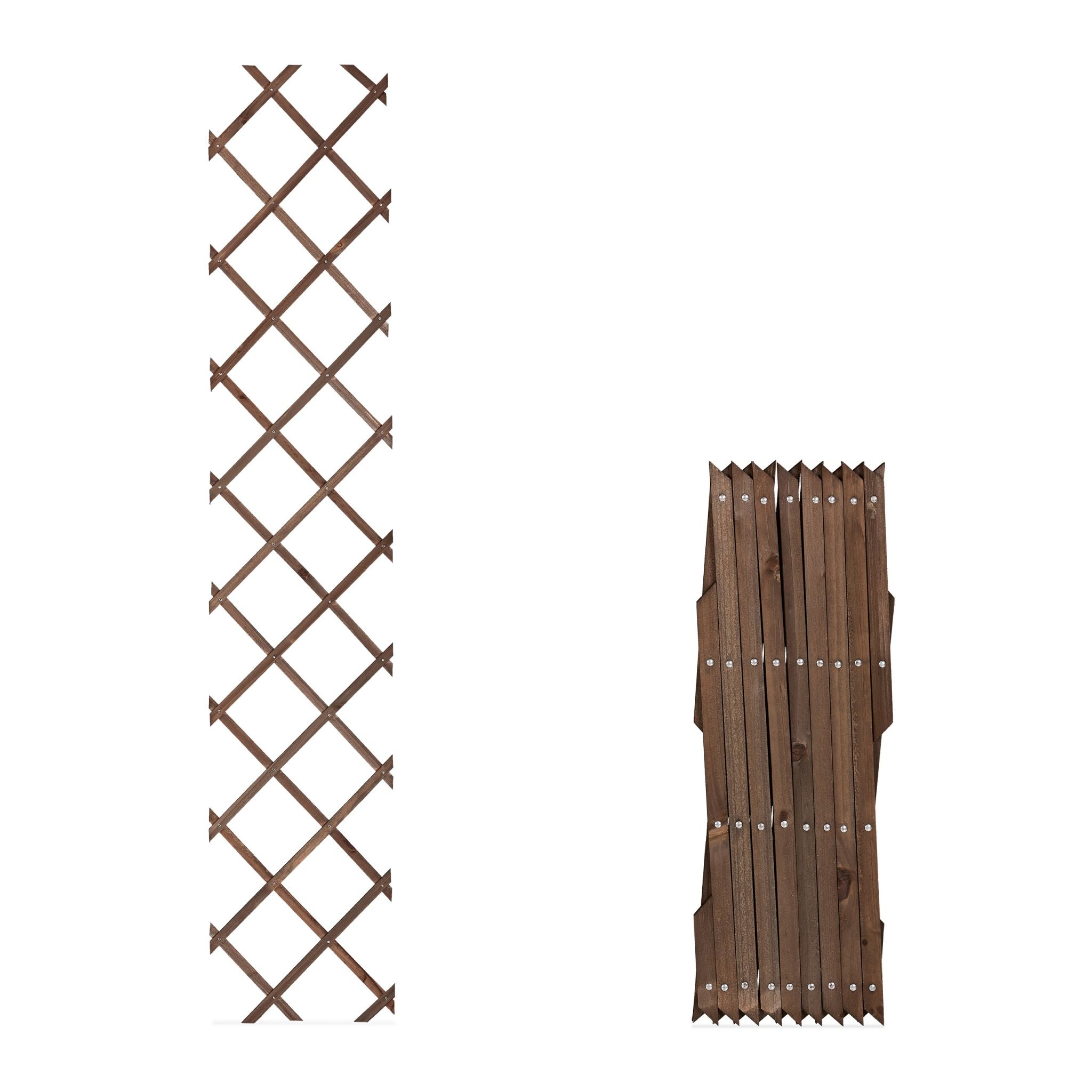 Ausziehbares Rankgitter Holz 3er-Set Braun von Relaxdays