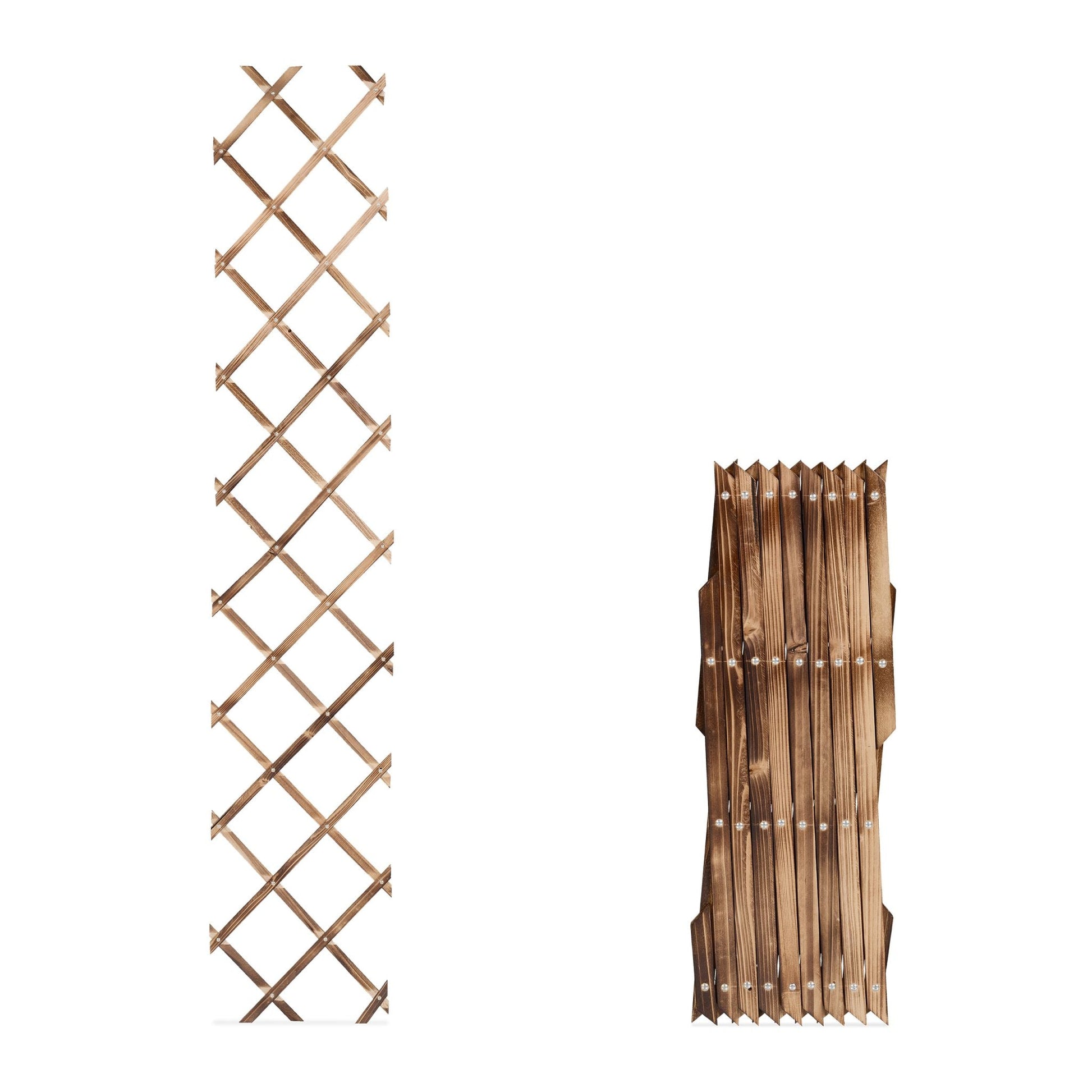 Ausziehbares Rankgitter Holz 3er-Set Braun von Relaxdays