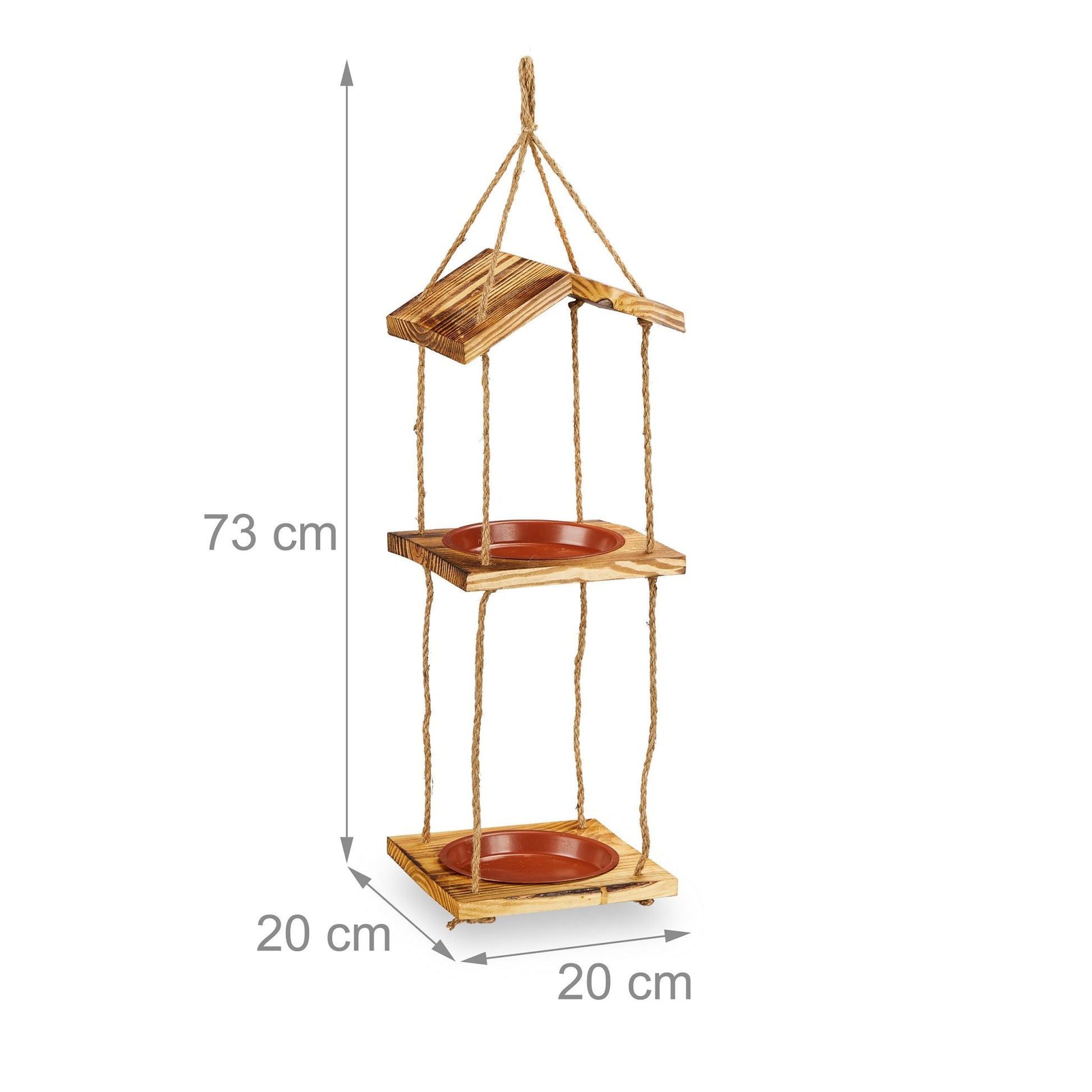Vogelfutterstation mit 2 Schalen Braun-Hellbraun von Relaxdays