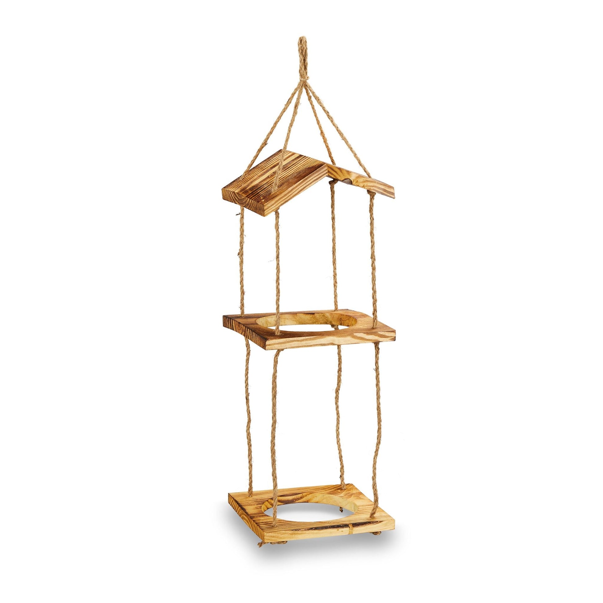 Vogelfutterstation mit 2 Schalen Braun-Hellbraun von Relaxdays