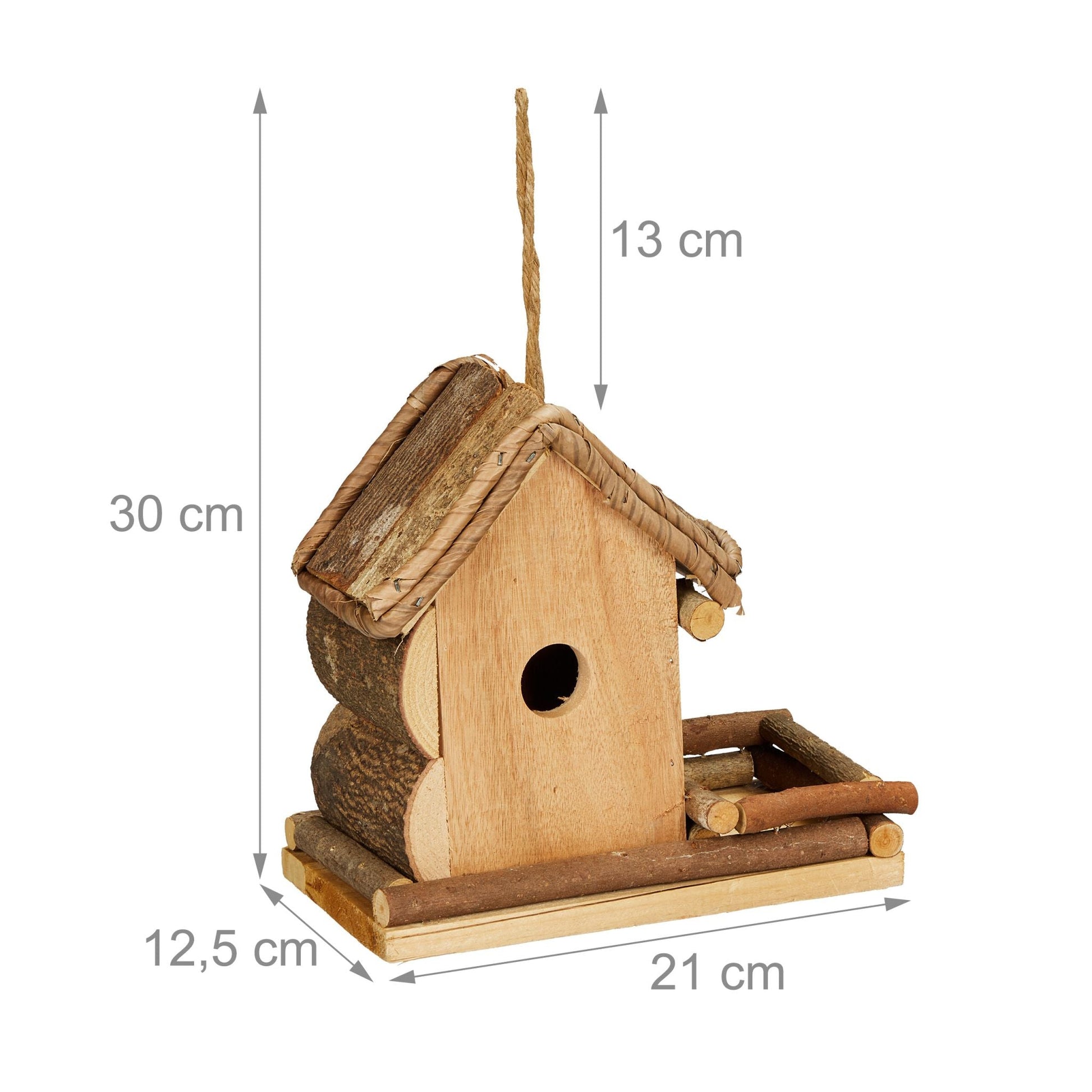 Deko Vogelhaus mit Futterstelle Braun von Relaxdays