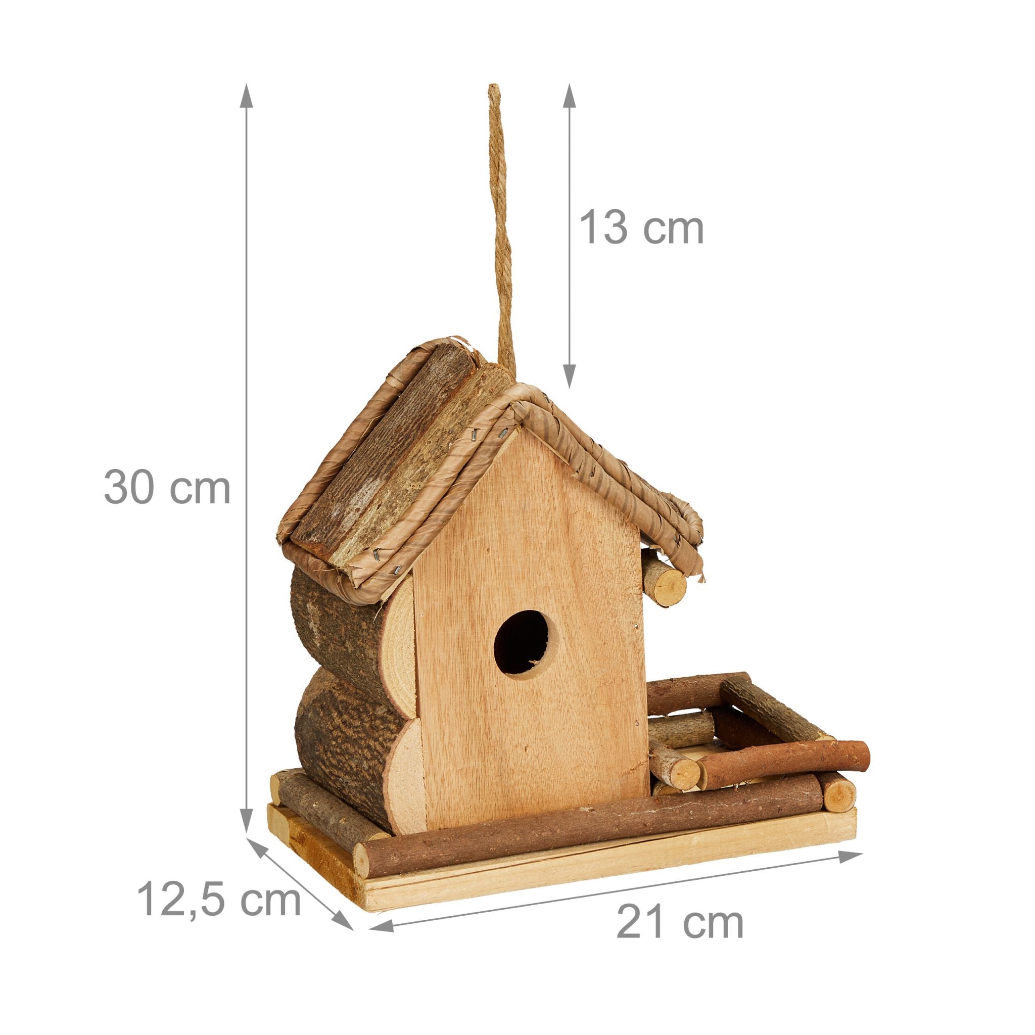 Deko Vogelhaus mit Futterstelle Braun von Relaxdays
