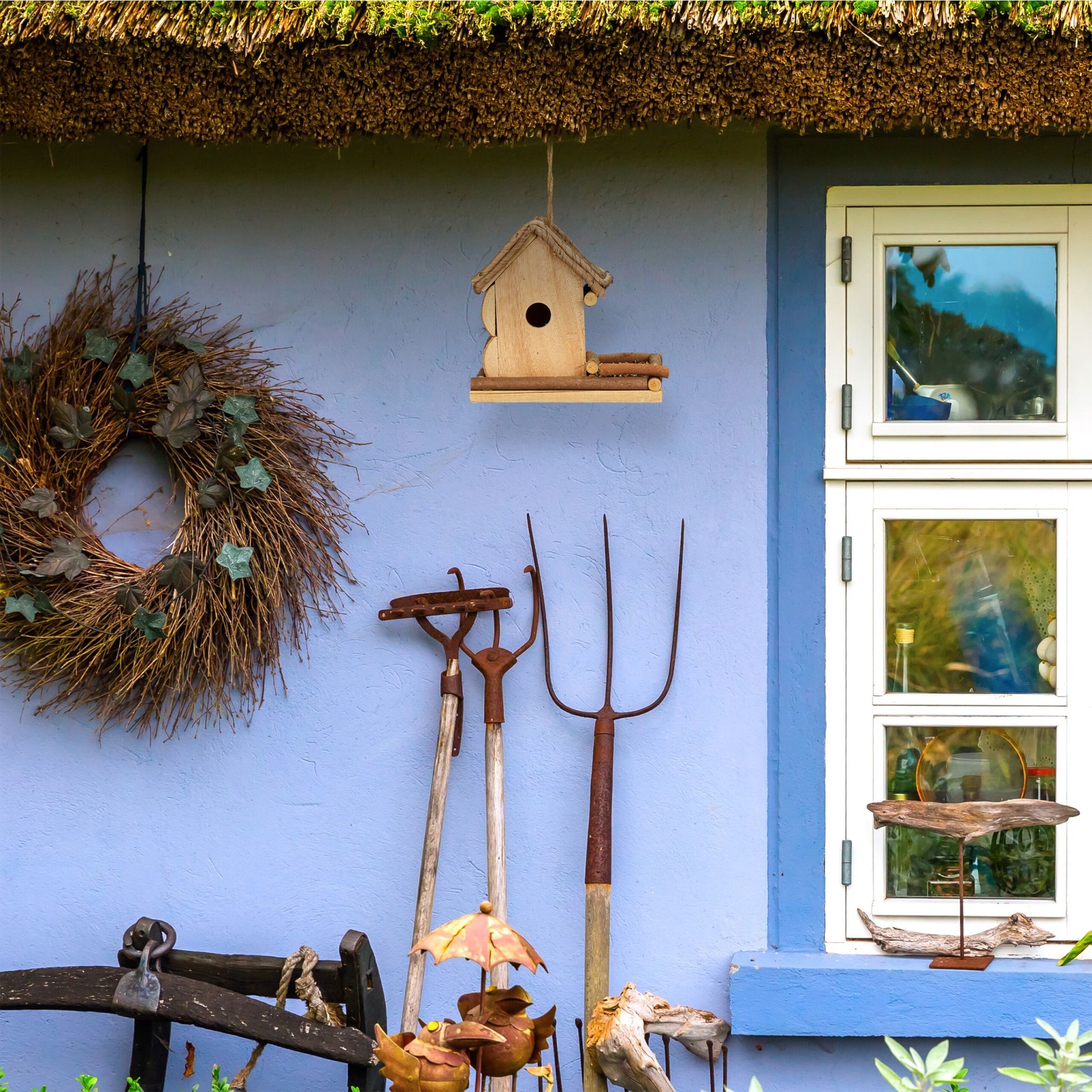 Deko Vogelhaus mit Futterstelle Braun von Relaxdays