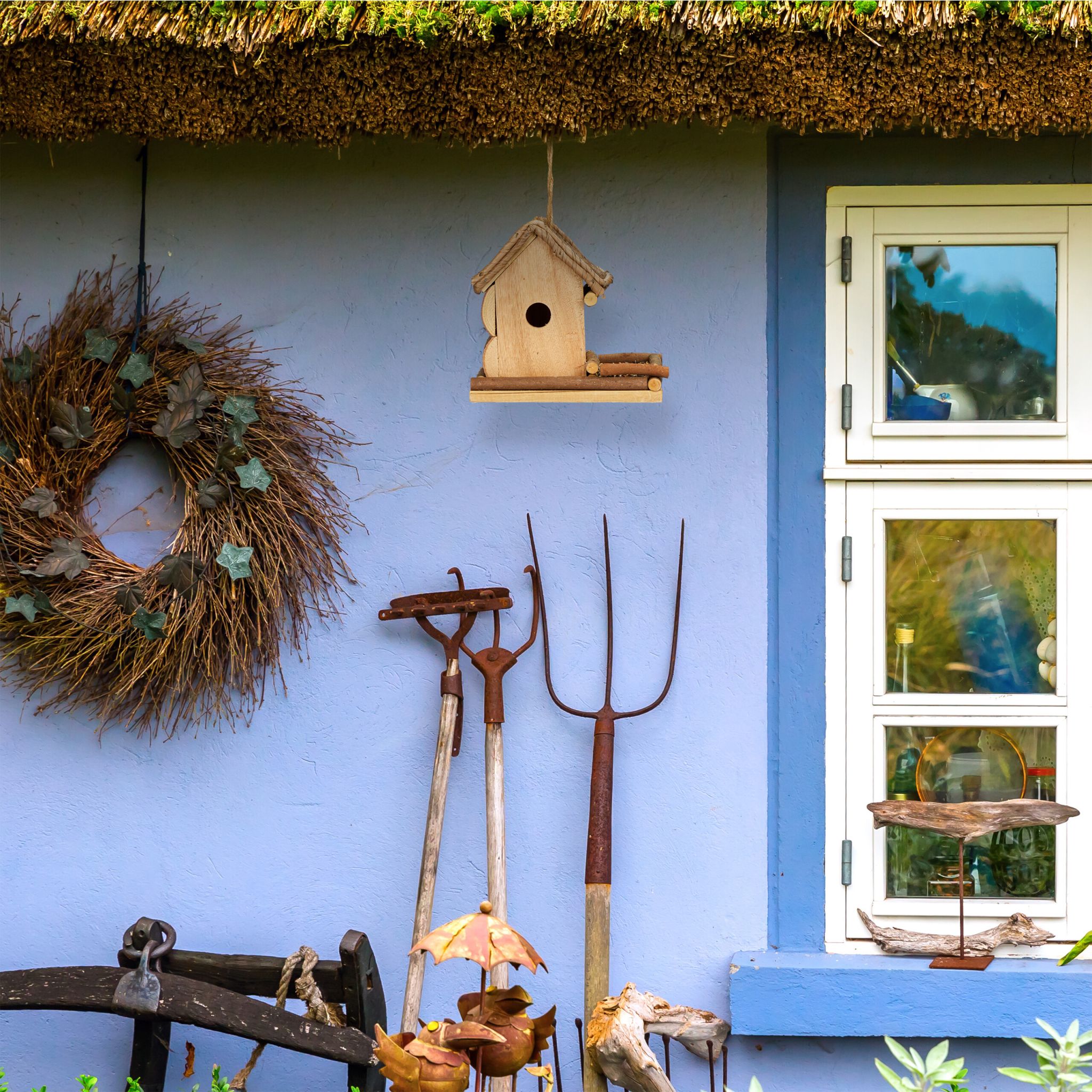 Deko Vogelhaus mit Futterstelle Braun von Relaxdays