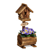 Deko Vogelhaus mit Blumentopf Braun von Relaxdays