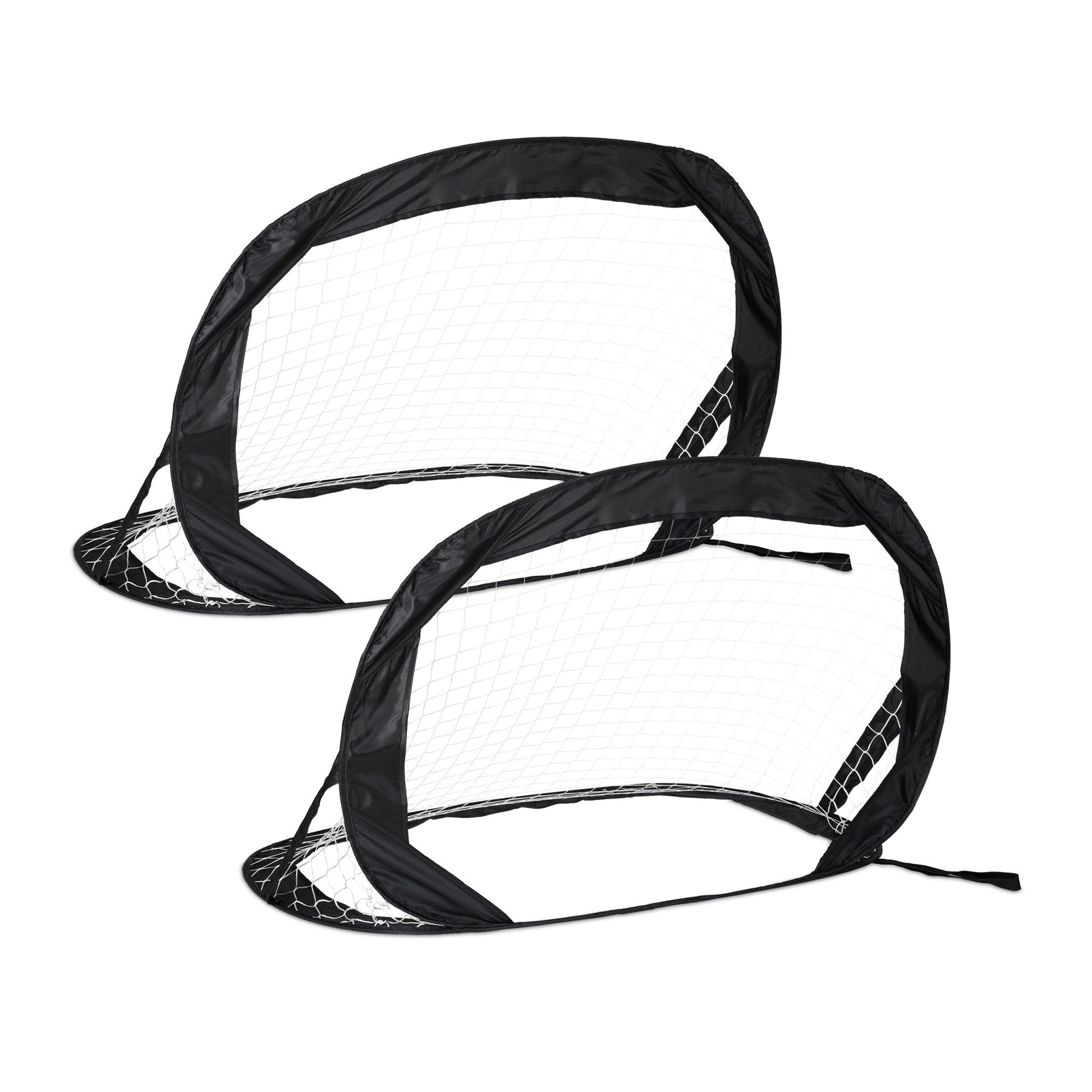 Fussballtore Pop-Up 2er-Set Schwarz-Weiss von Relaxdays