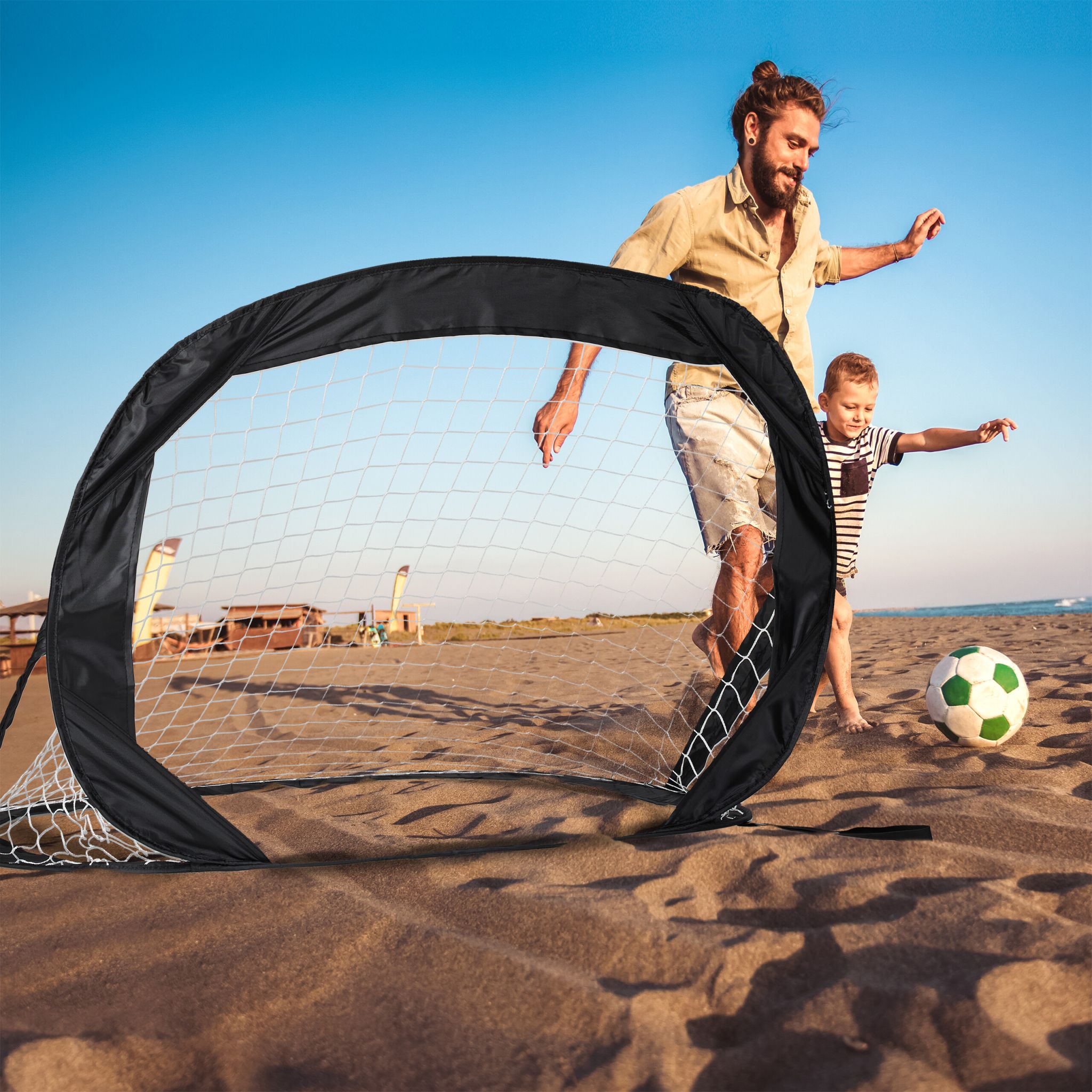 Fussballtore Pop-Up 2er-Set Schwarz-Weiss von Relaxdays