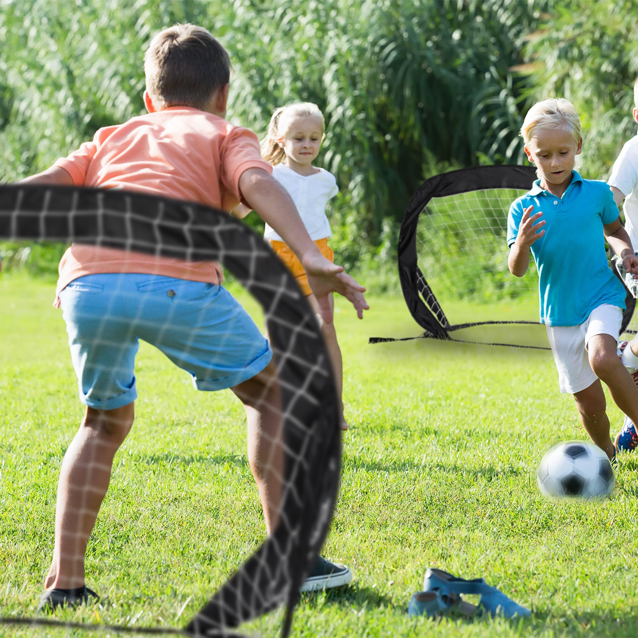 Fussballtore Pop-Up 2er-Set Schwarz-Weiss von Relaxdays