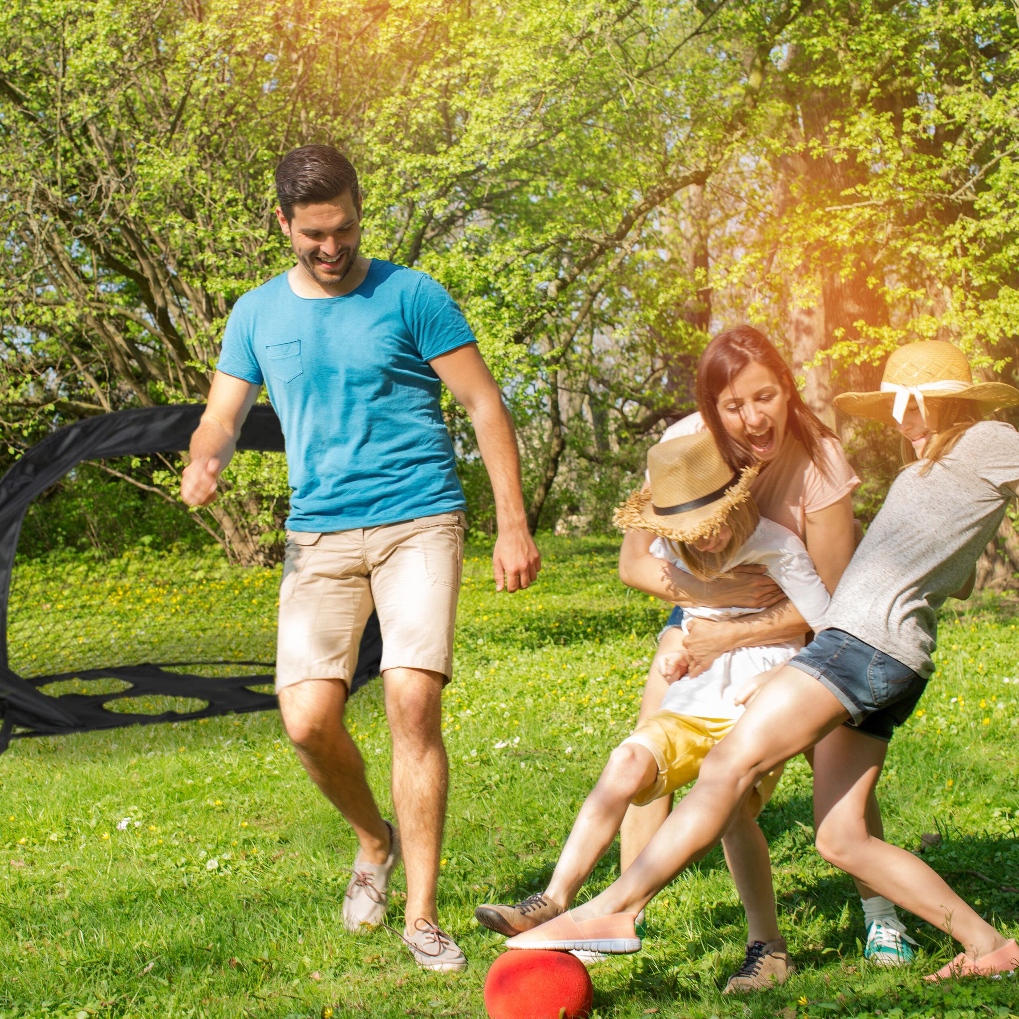Fussball Pop Up Tor mit Torwand Schwarz von Relaxdays