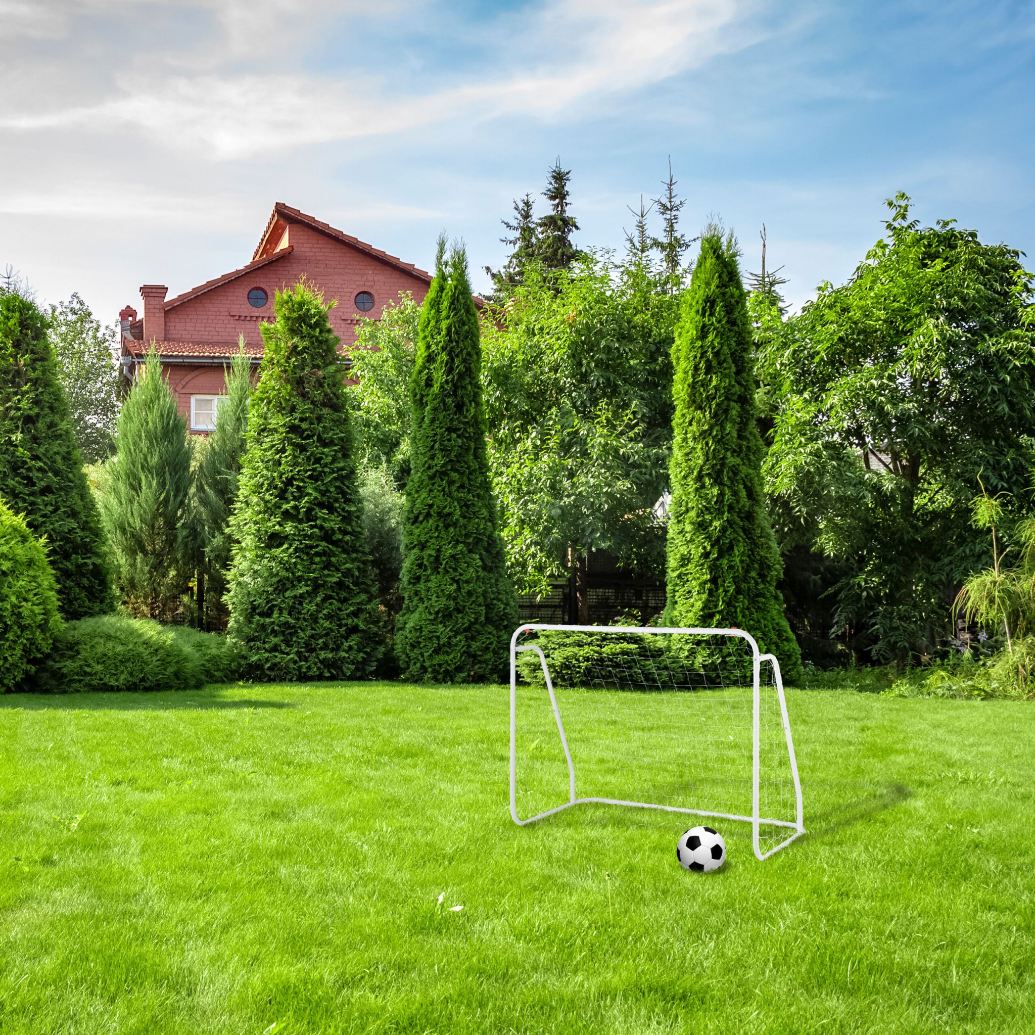Fussballtor mit Stahlrahmen Weiss von Relaxdays