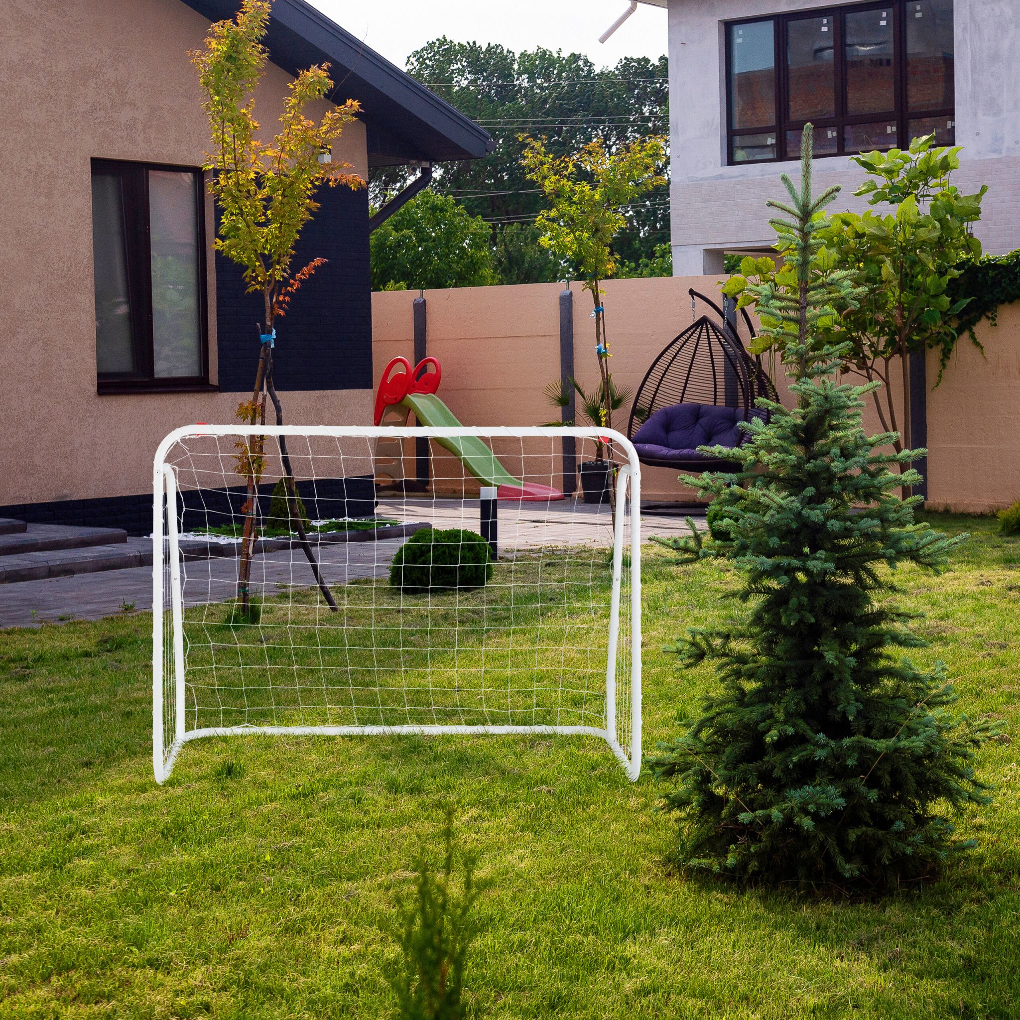 Fussballtor mit Stahlrahmen Weiss von Relaxdays