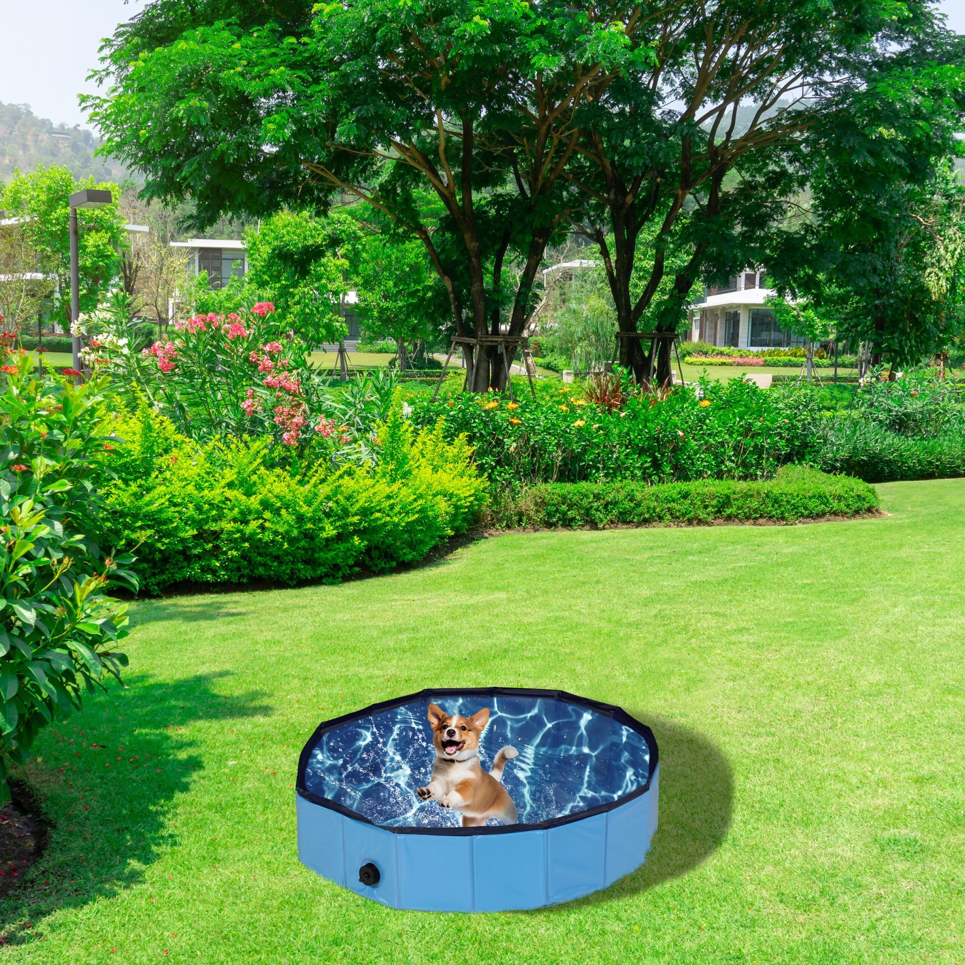 Hundepool 80x20cm Dunkelblau-Hellblau-Schwarz von Relaxdays