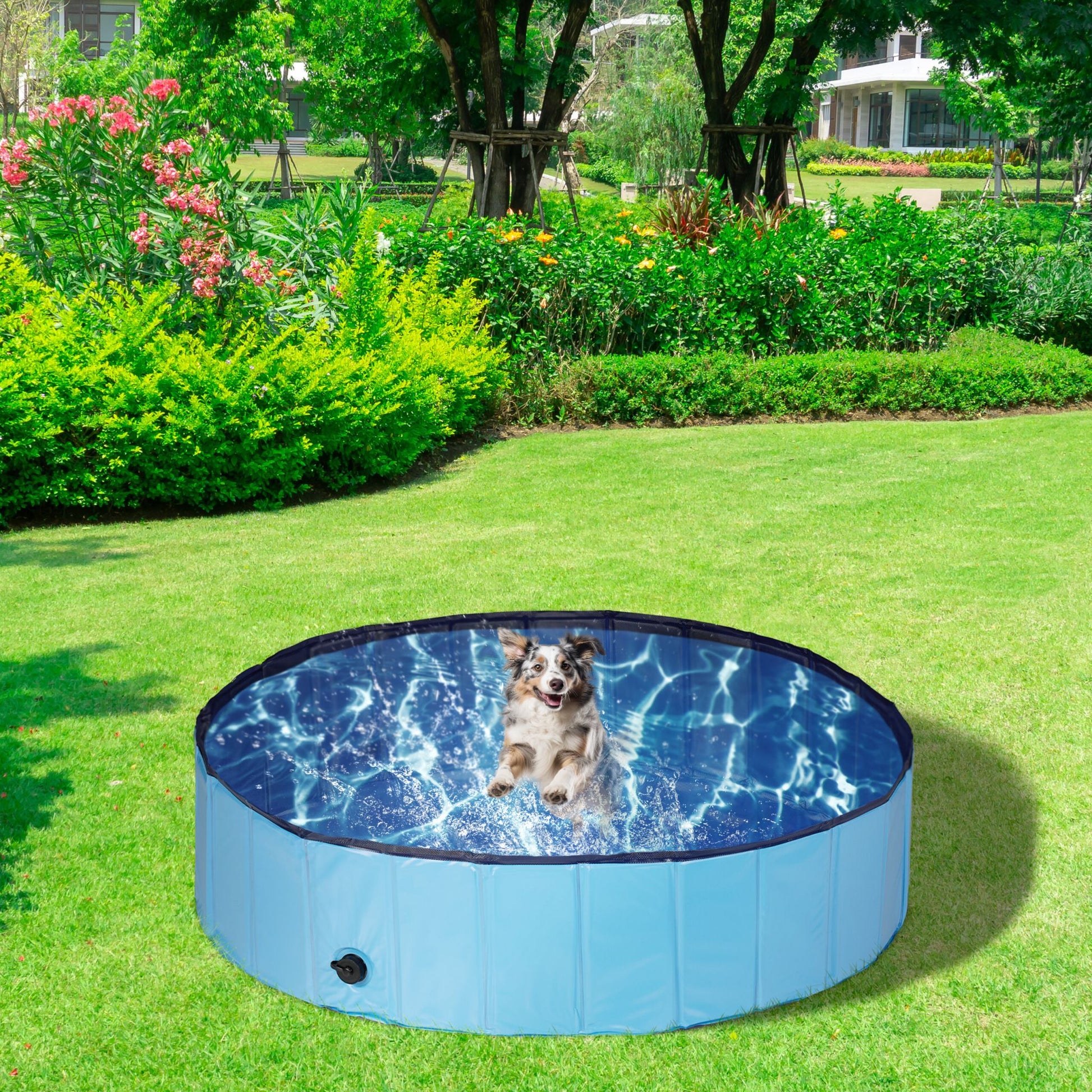Hundepool 120x30cm Dunkelblau-Hellblau-Schwarz von Relaxdays