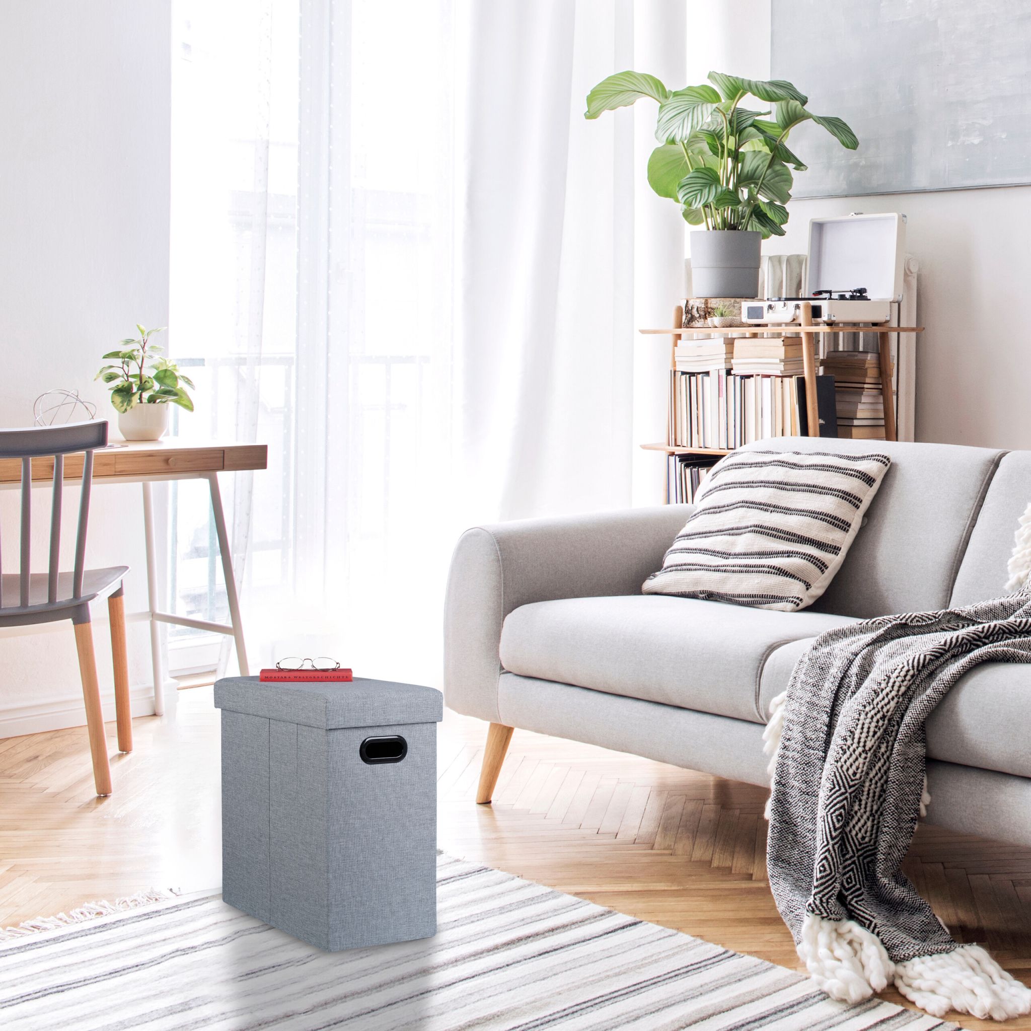 Sitzhocker mit Stauraum Grau von Relaxdays