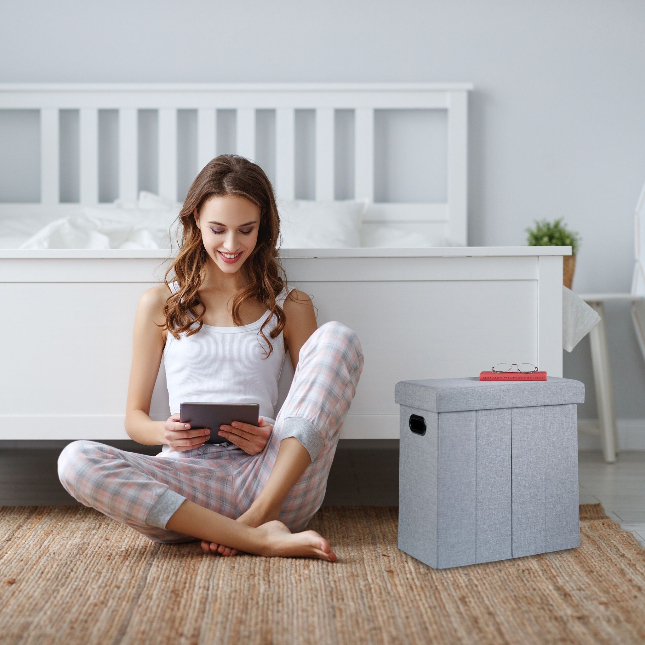 Sitzhocker mit Stauraum Grau von Relaxdays