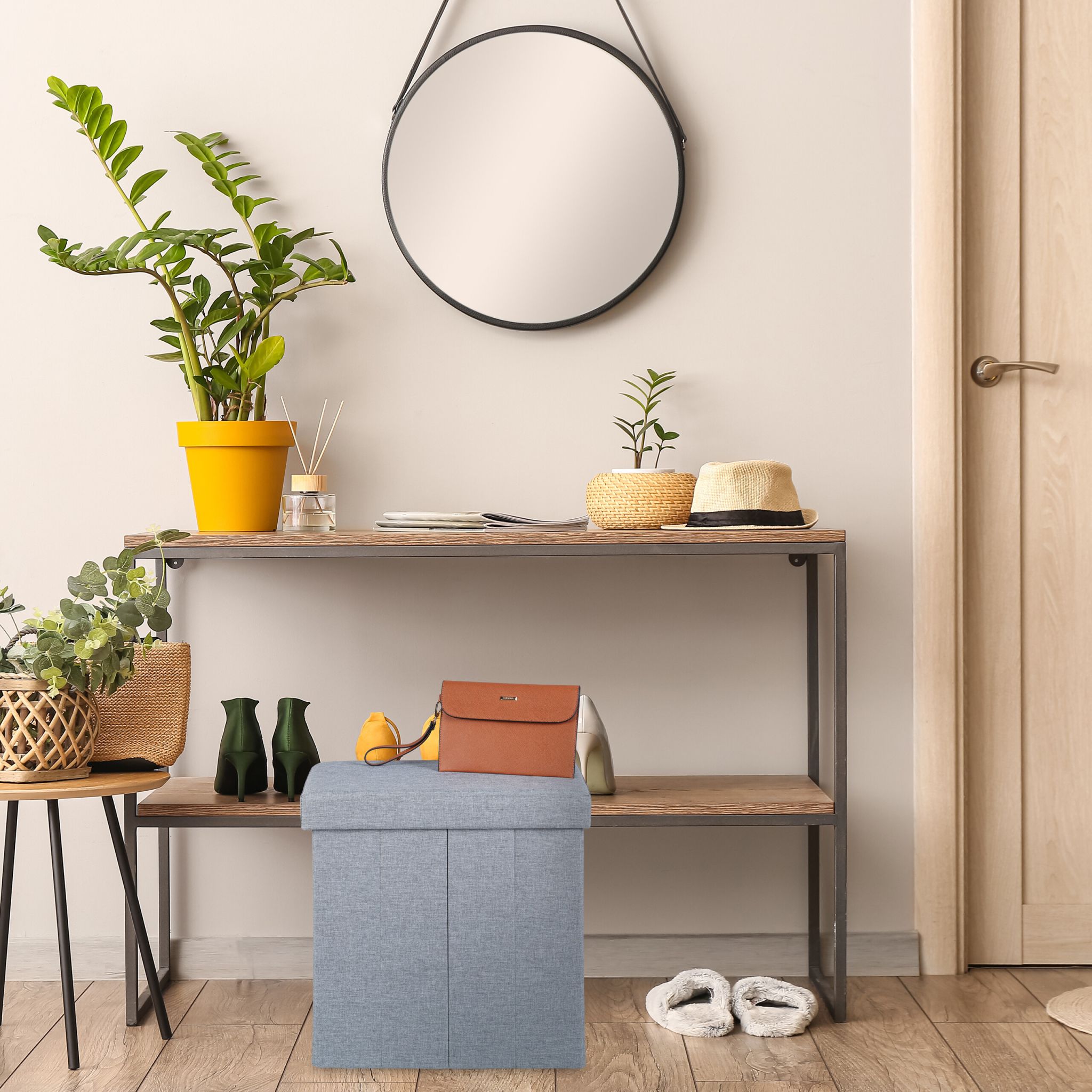 Sitzhocker mit Stauraum Grau von Relaxdays