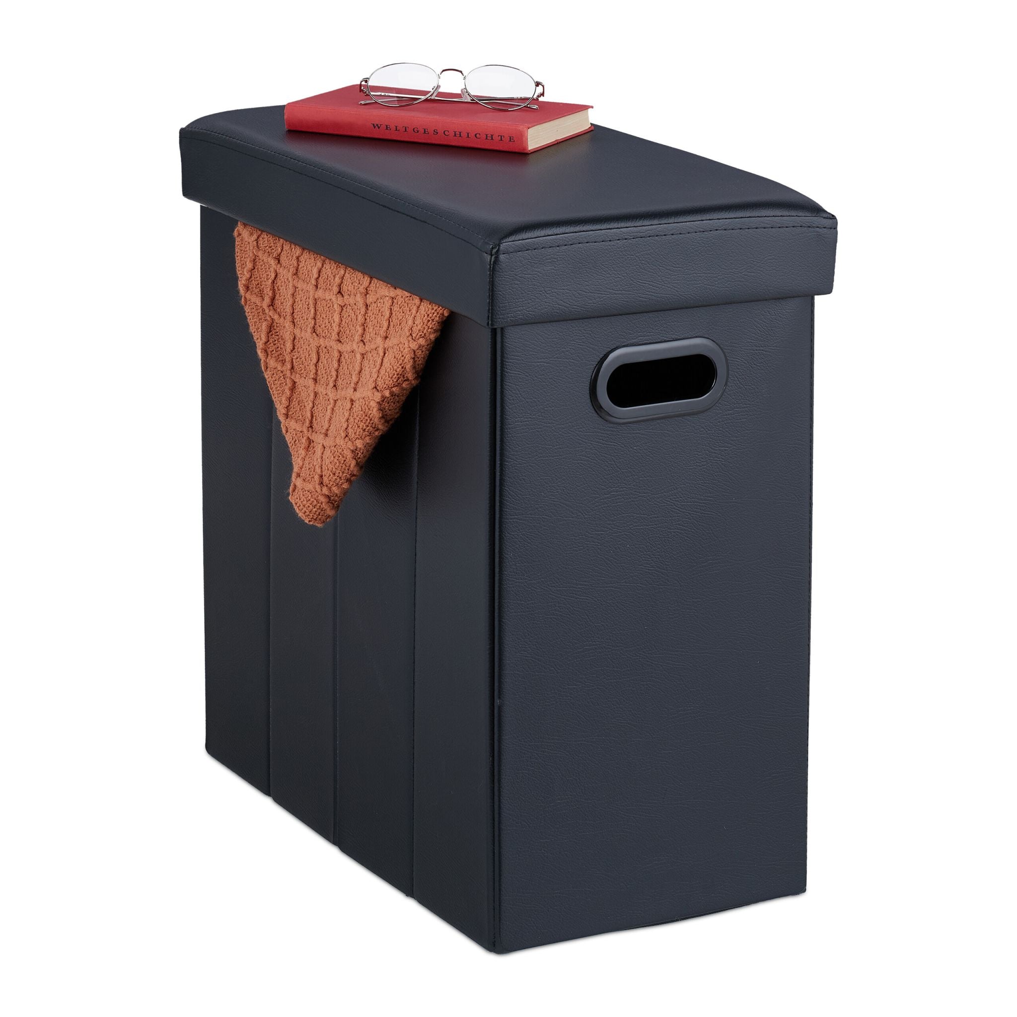 Sitzhocker Kunstleder Schwarz von Relaxdays