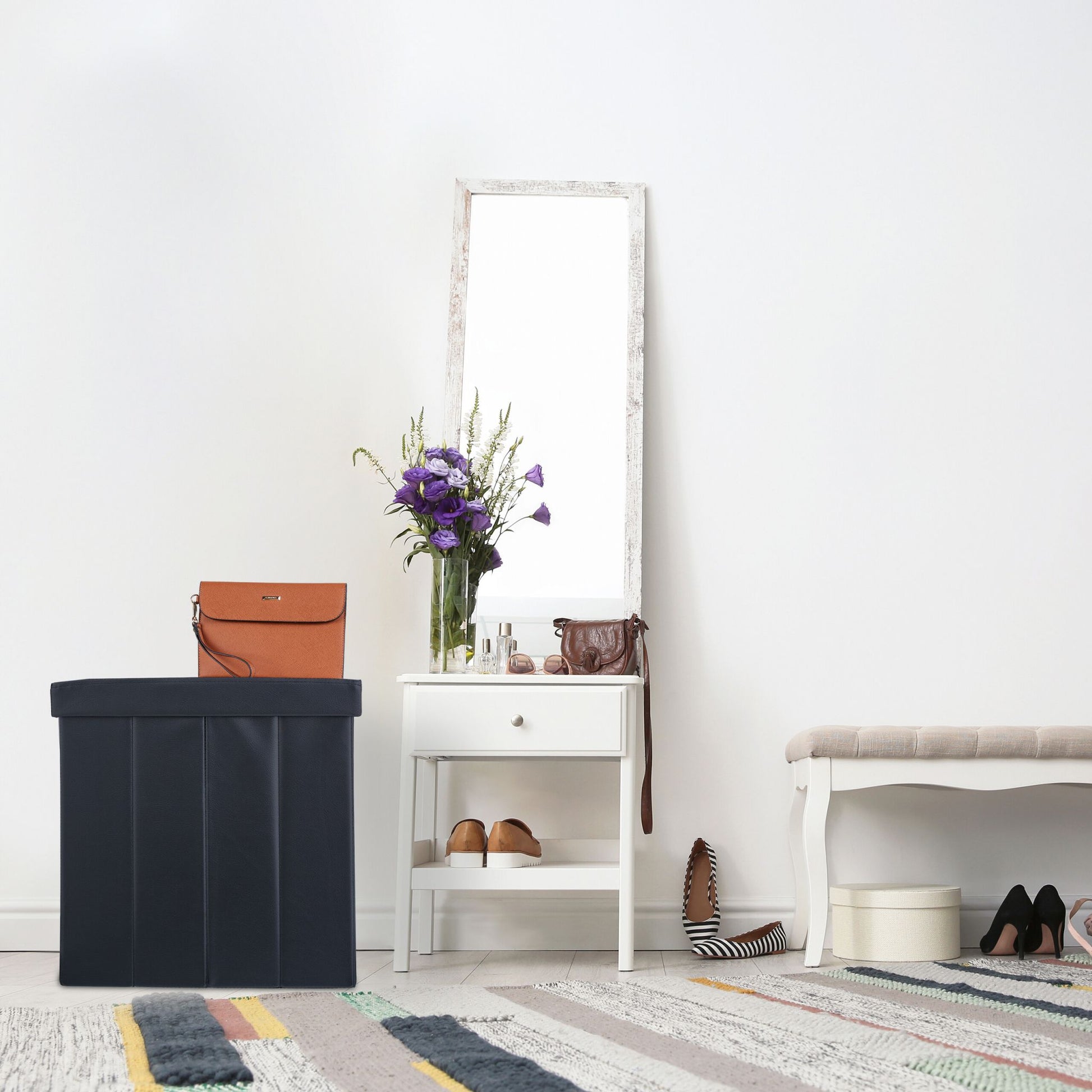 Sitzhocker Kunstleder Schwarz von Relaxdays