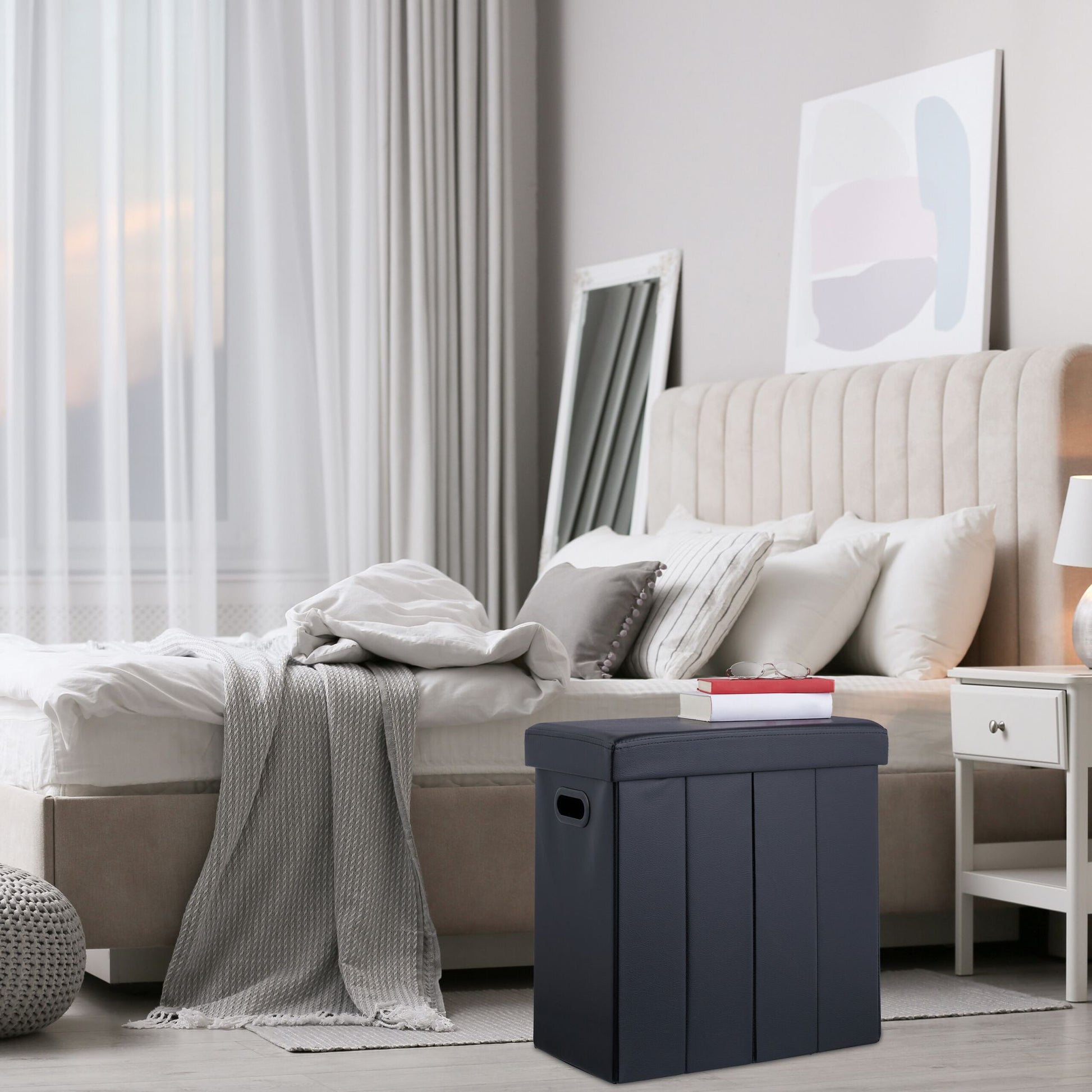 Sitzhocker Kunstleder Schwarz von Relaxdays