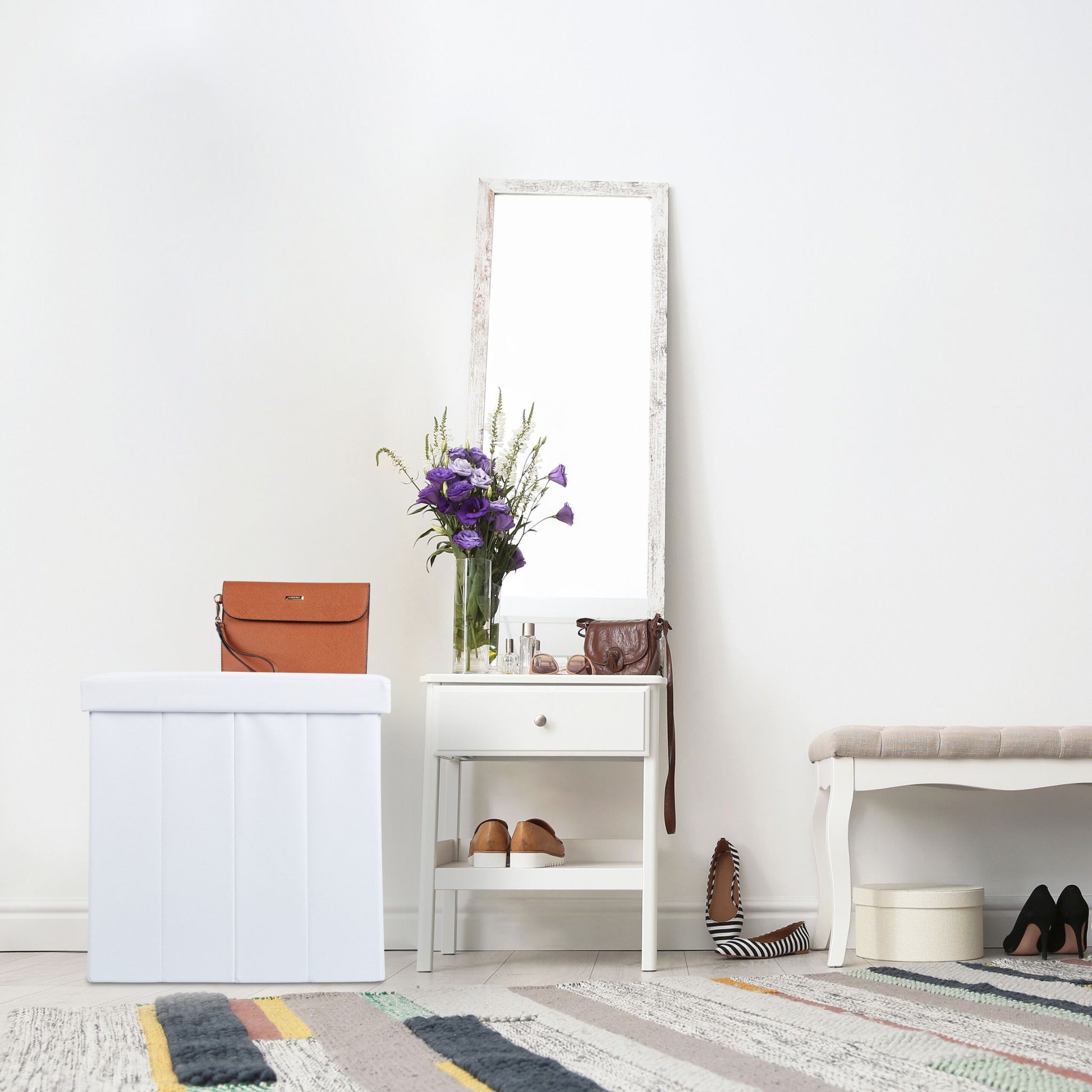 Sitzhocker Kunstleder Weiss von Relaxdays