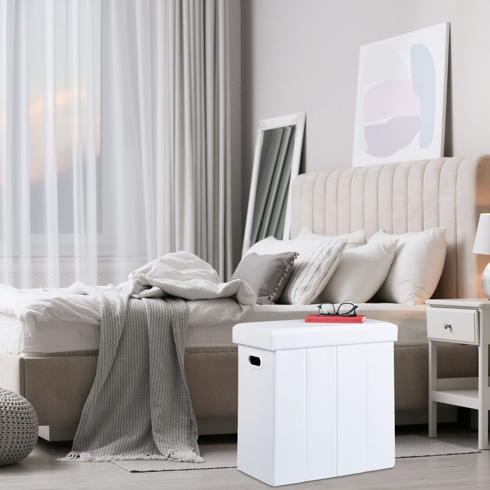 Sitzhocker Kunstleder Weiss von Relaxdays