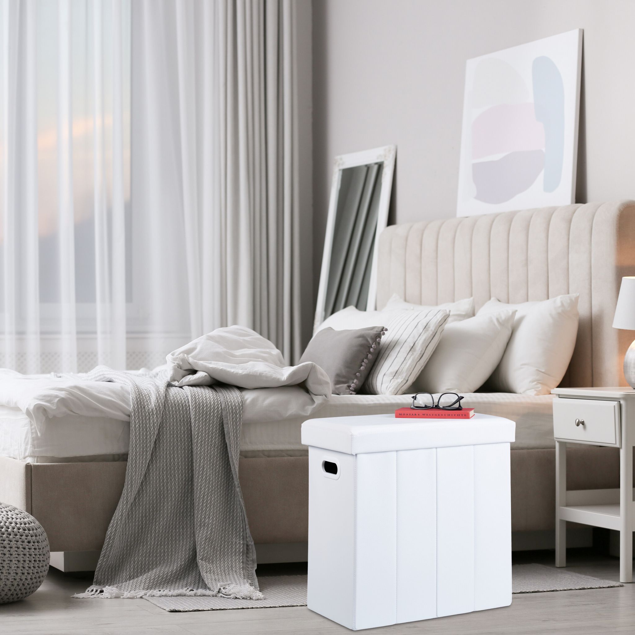 Sitzhocker Kunstleder Weiss von Relaxdays