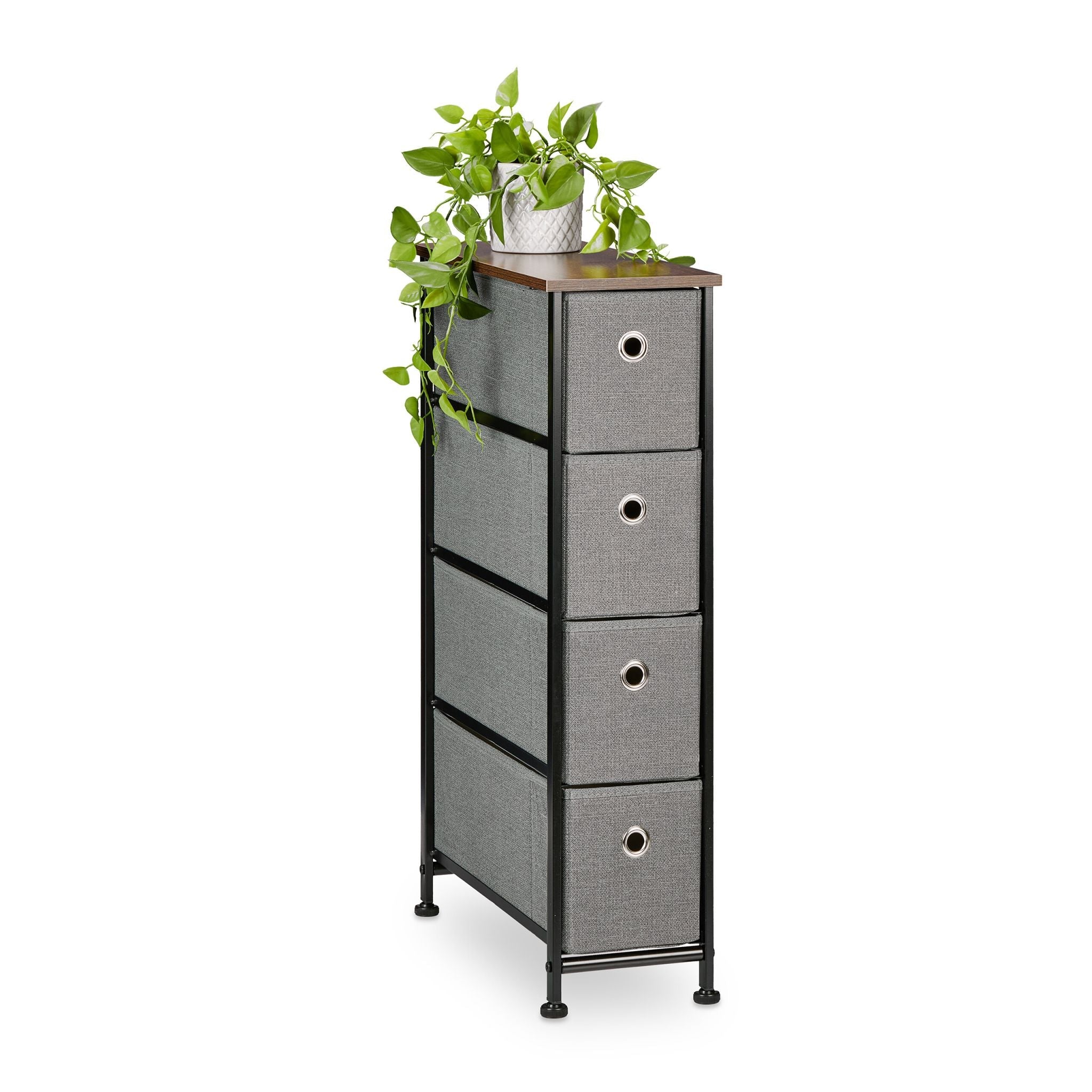 Nischenregal 4 Schubladen Braun-Schwarz-Grau von Relaxdays