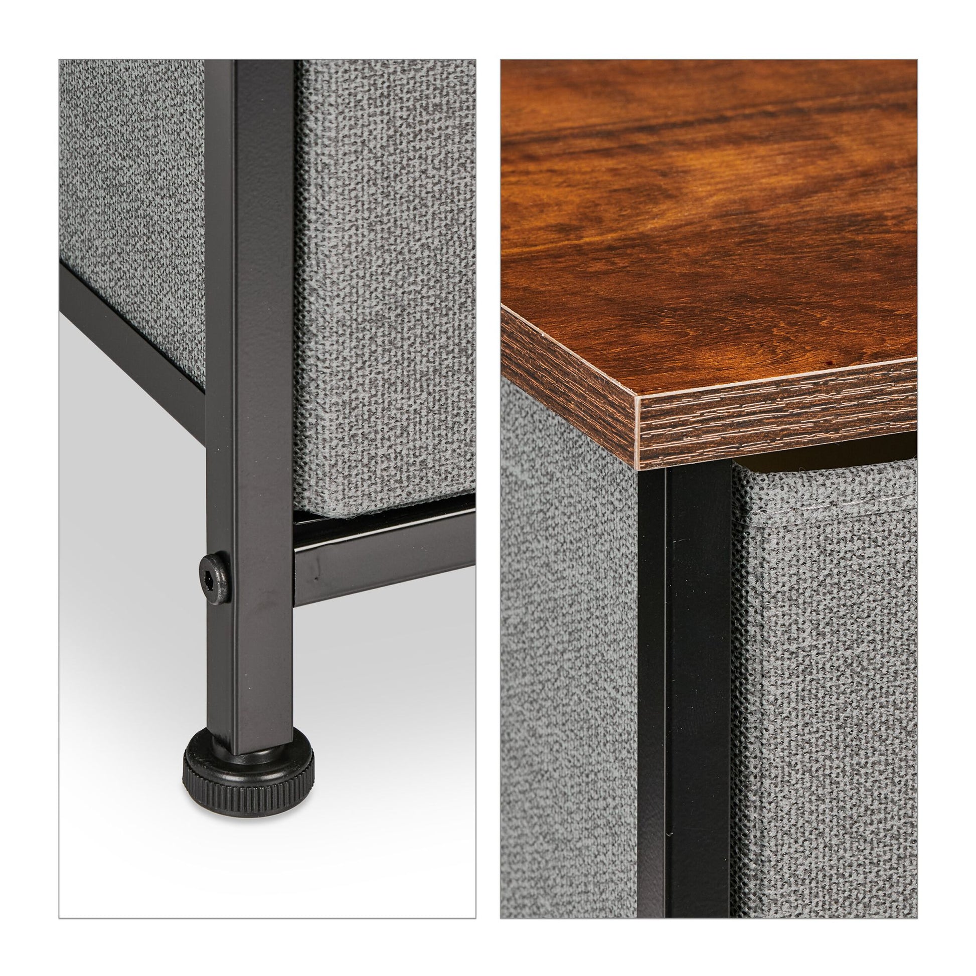 Nischenregal 4 Schubladen Braun-Schwarz-Grau von Relaxdays