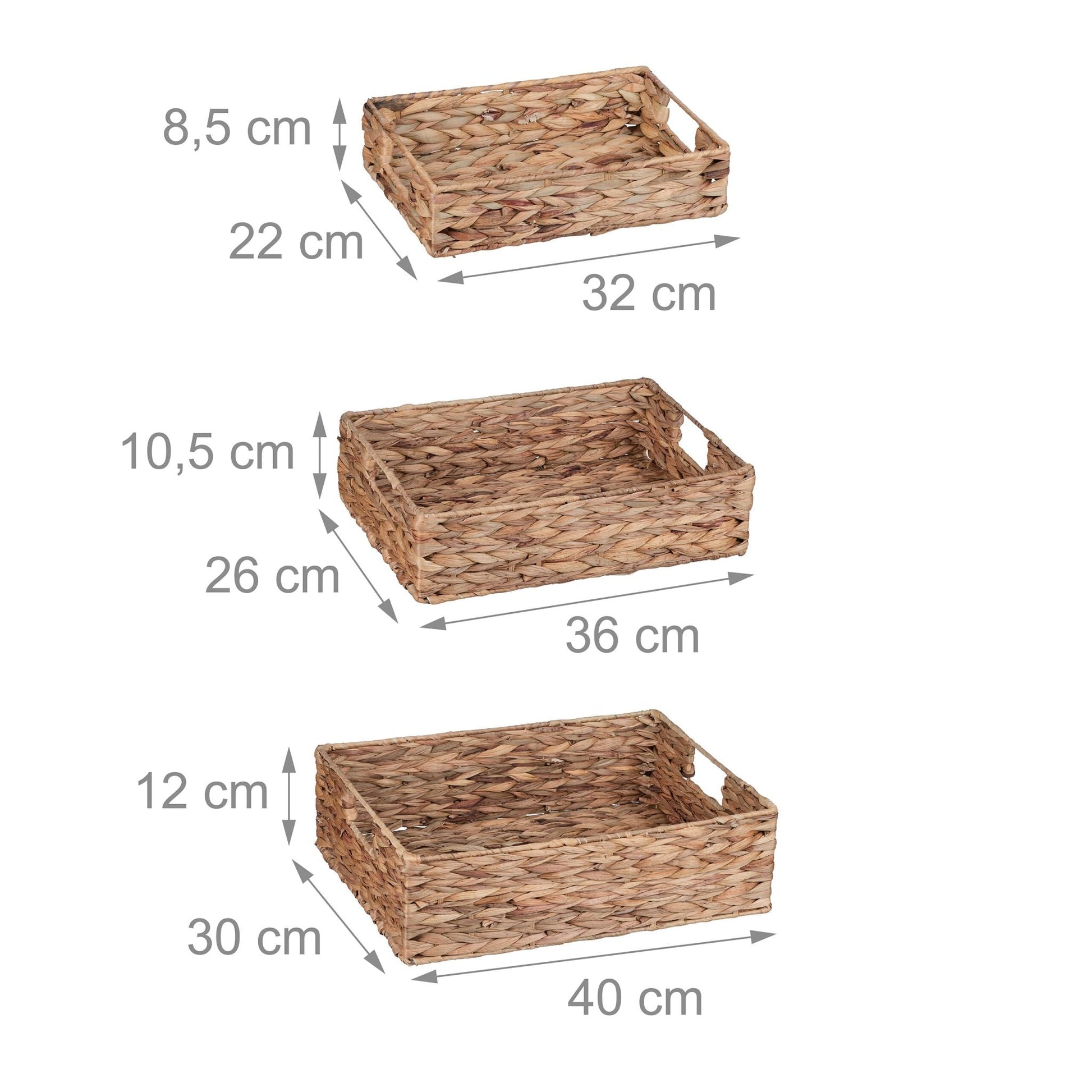 Tablett Wasserhyazinthe 3er-Set Hellbraun von Relaxdays