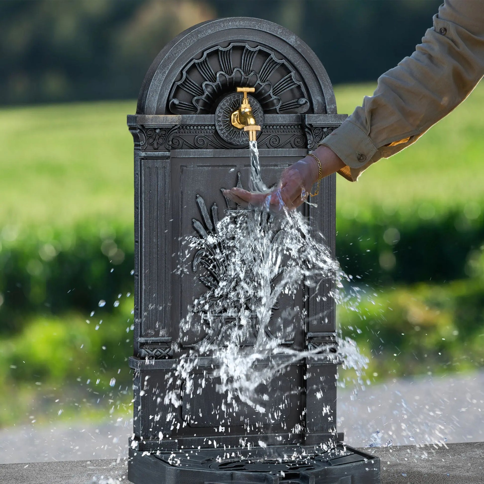 Standbrunnen Antik Grau von Relaxdays