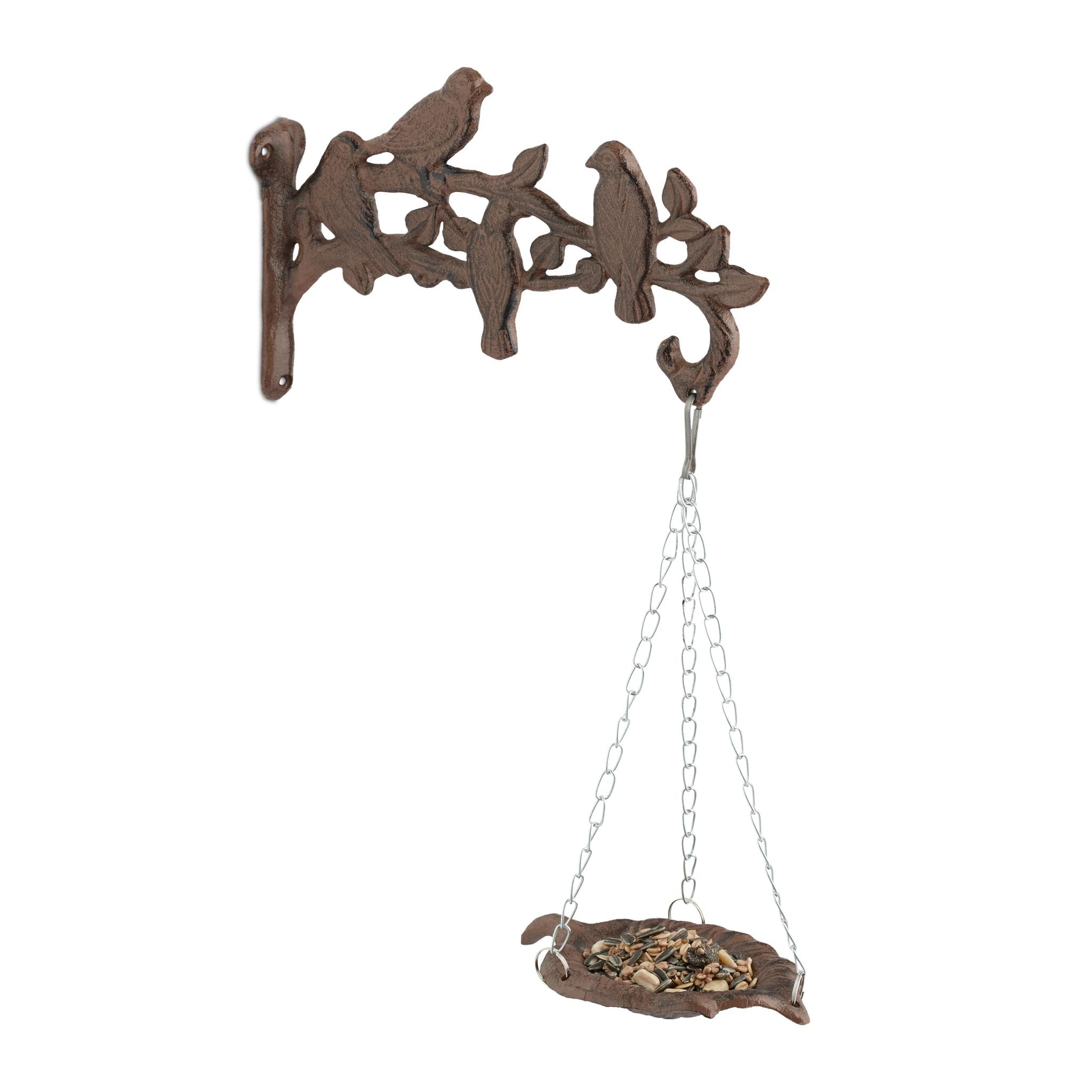 Vogeltränke Gusseisen Wand Braun-Silber von Relaxdays