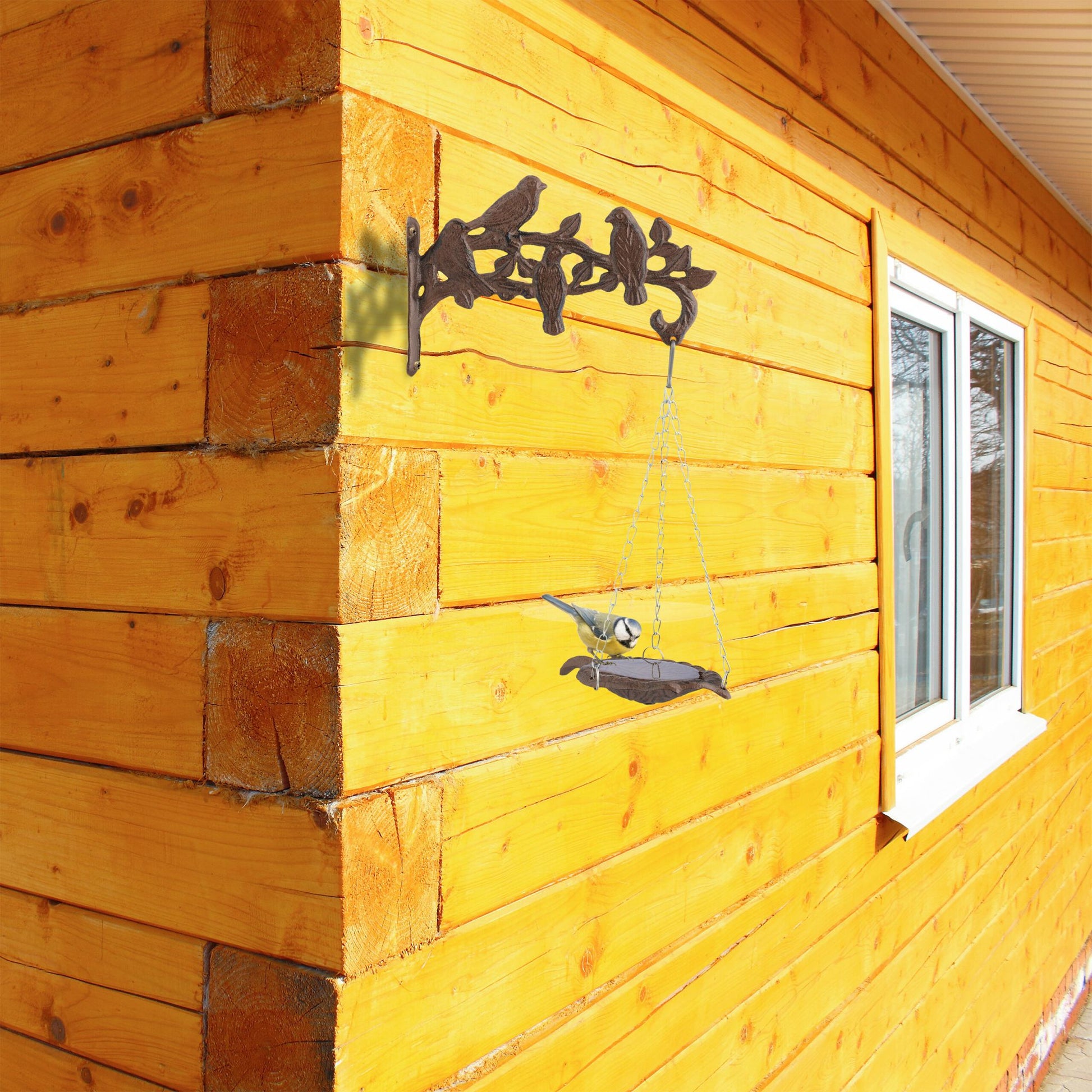Vogeltränke Gusseisen Wand Braun-Silber von Relaxdays
