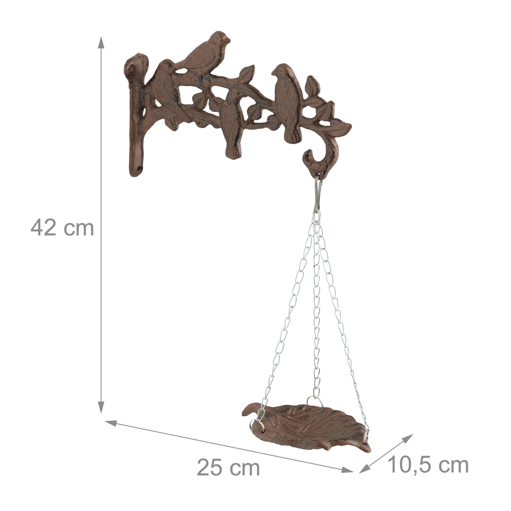 Vogeltränke Gusseisen Wand Braun-Silber von Relaxdays