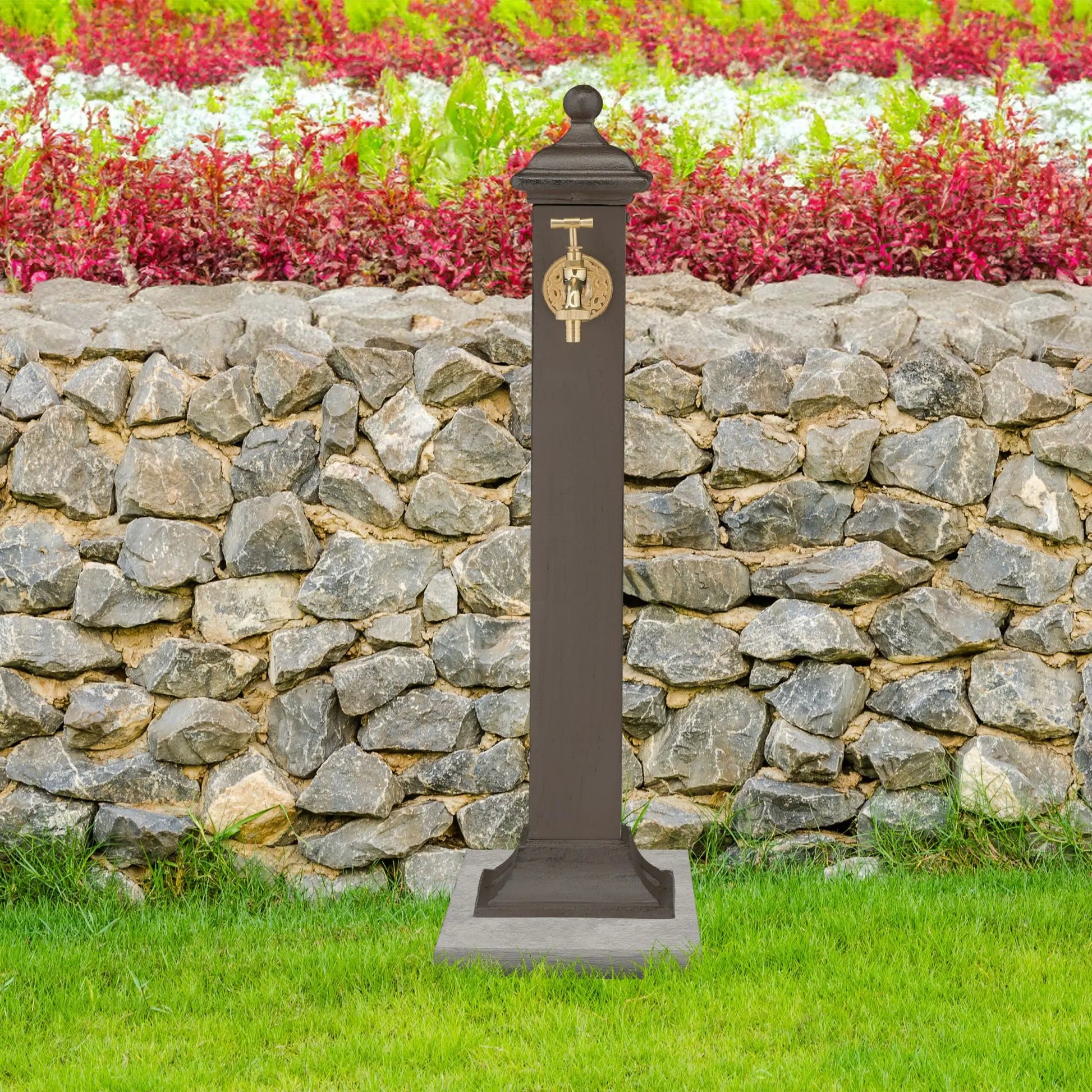 Standbrunnen Antik Dunkelbraun-Gold von Relaxdays