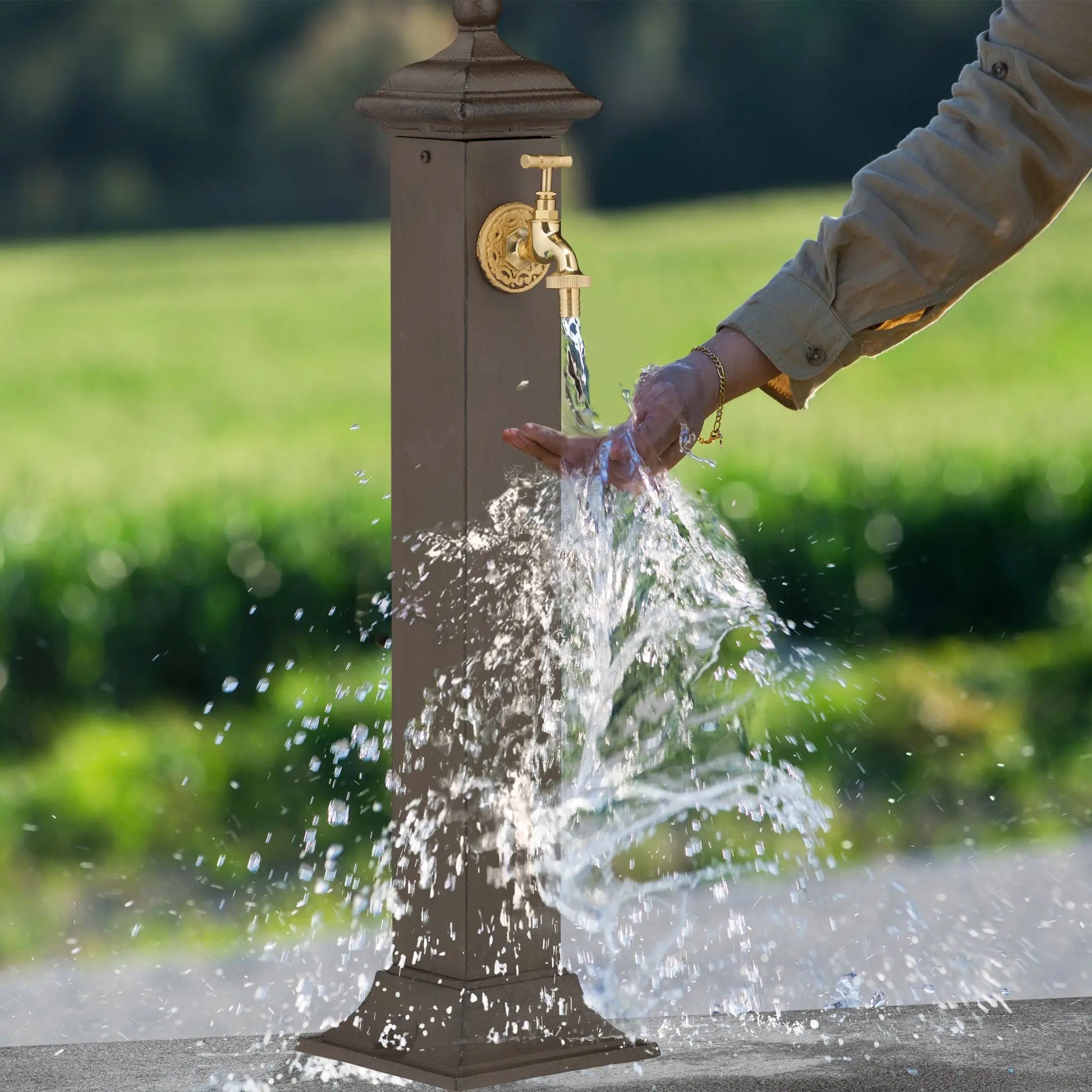 Standbrunnen Antik Dunkelbraun-Gold von Relaxdays