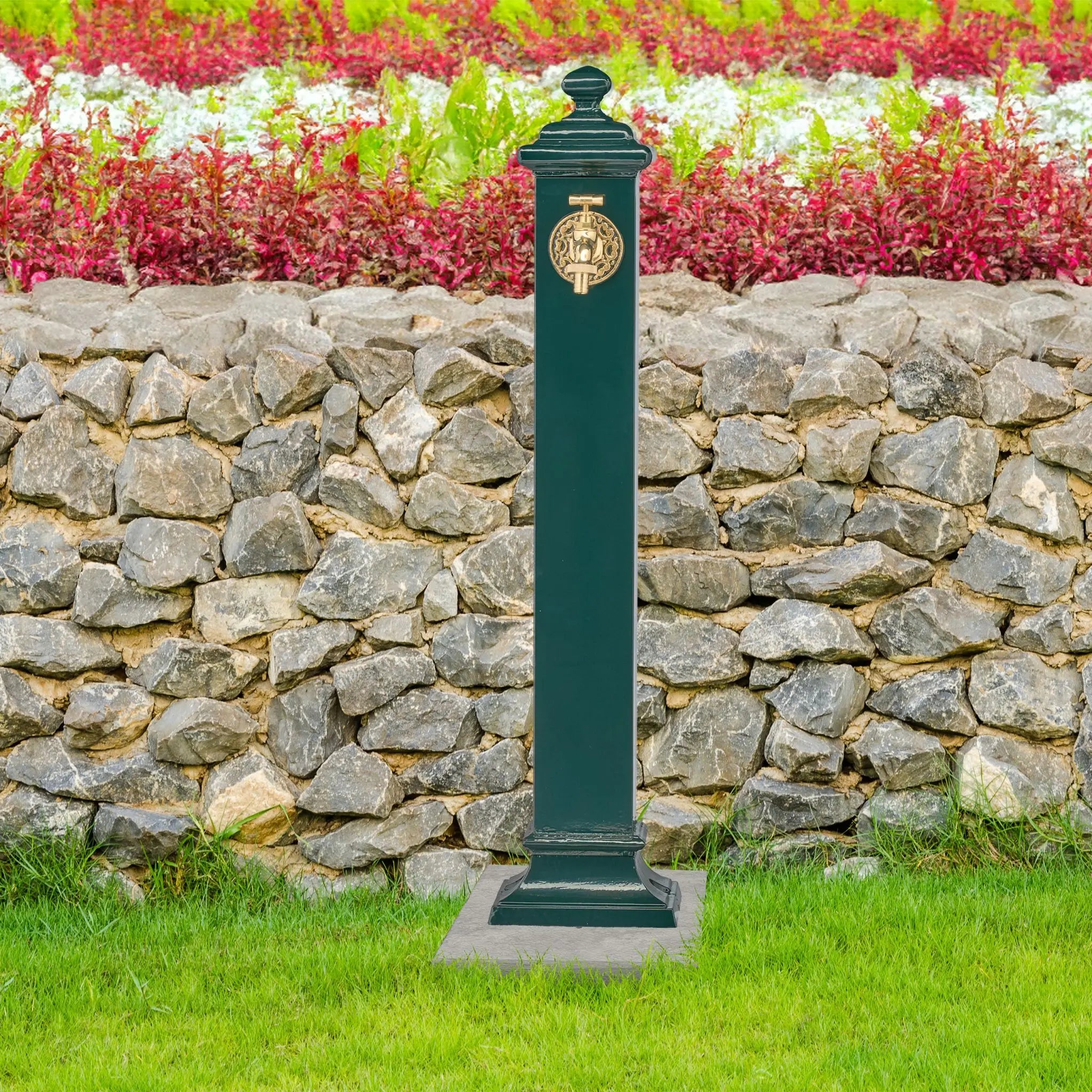 Standbrunnen Antik Dunkelgrün-Gold von Relaxdays