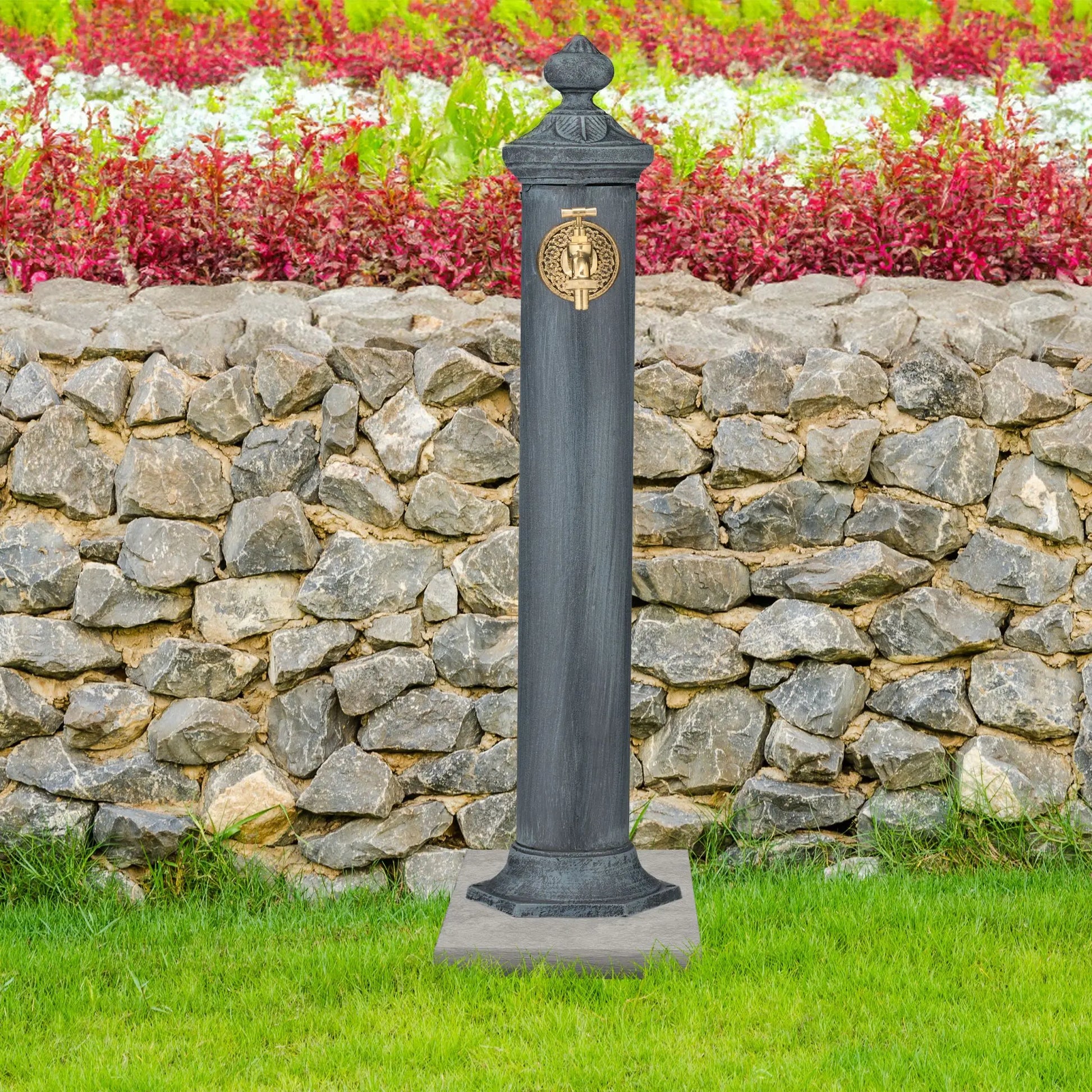Standbrunnen Antik Gold-Grau von Relaxdays