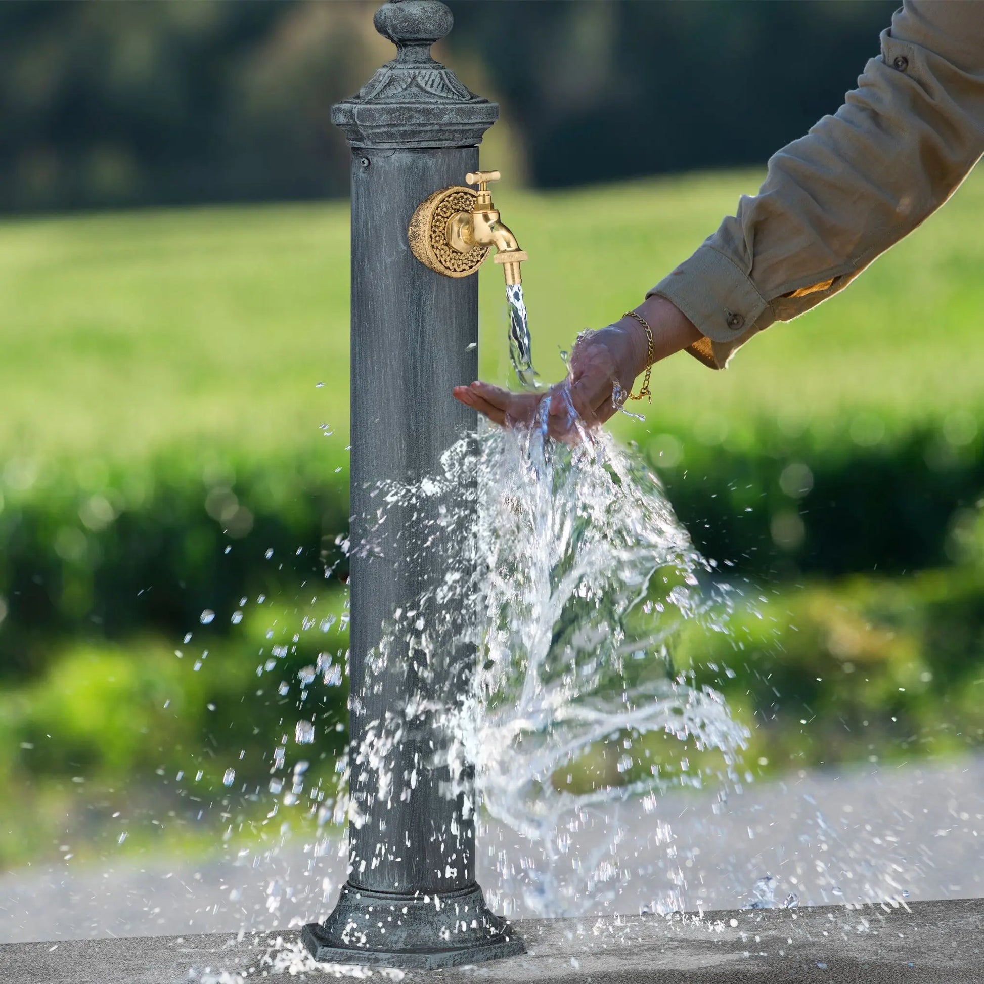 Standbrunnen Antik Gold-Grau von Relaxdays