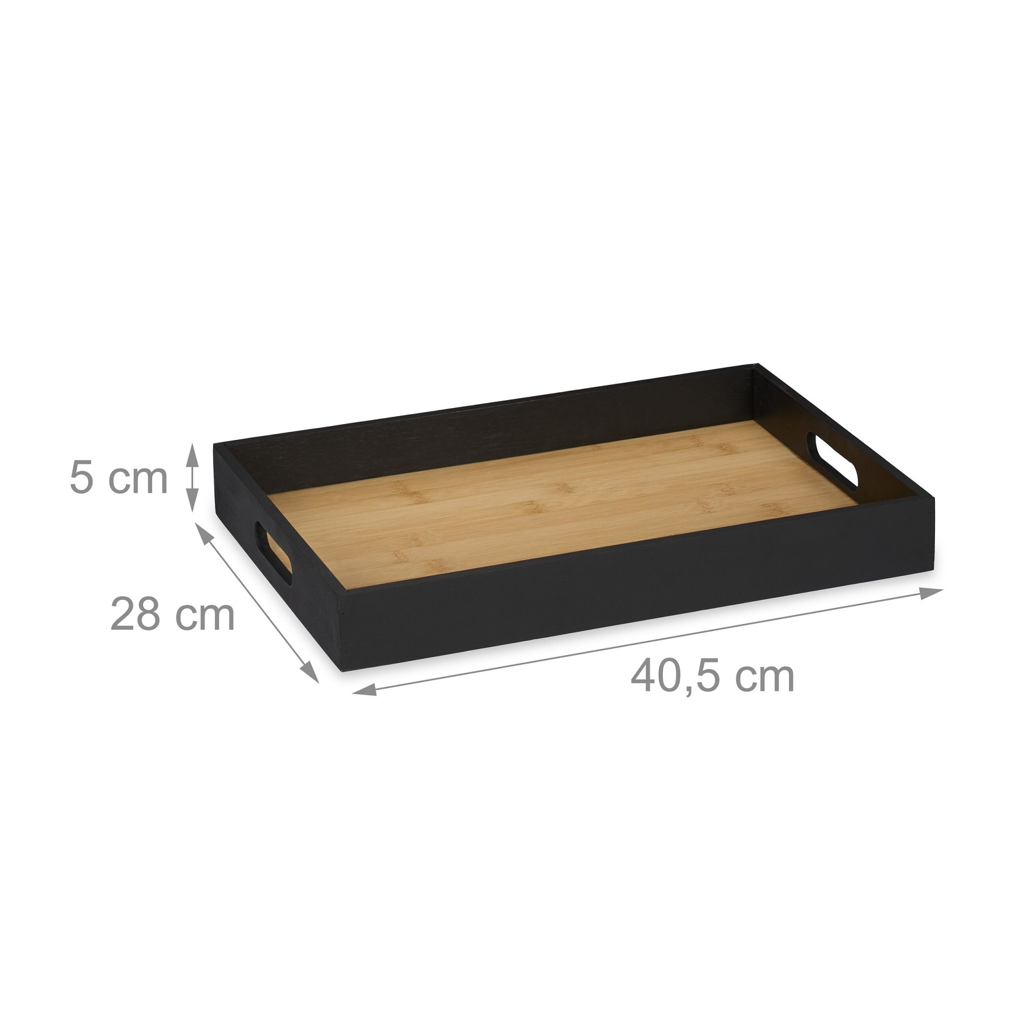 Rechteckiges Tablett Bambus Hellbraun-Schwarz von Relaxdays