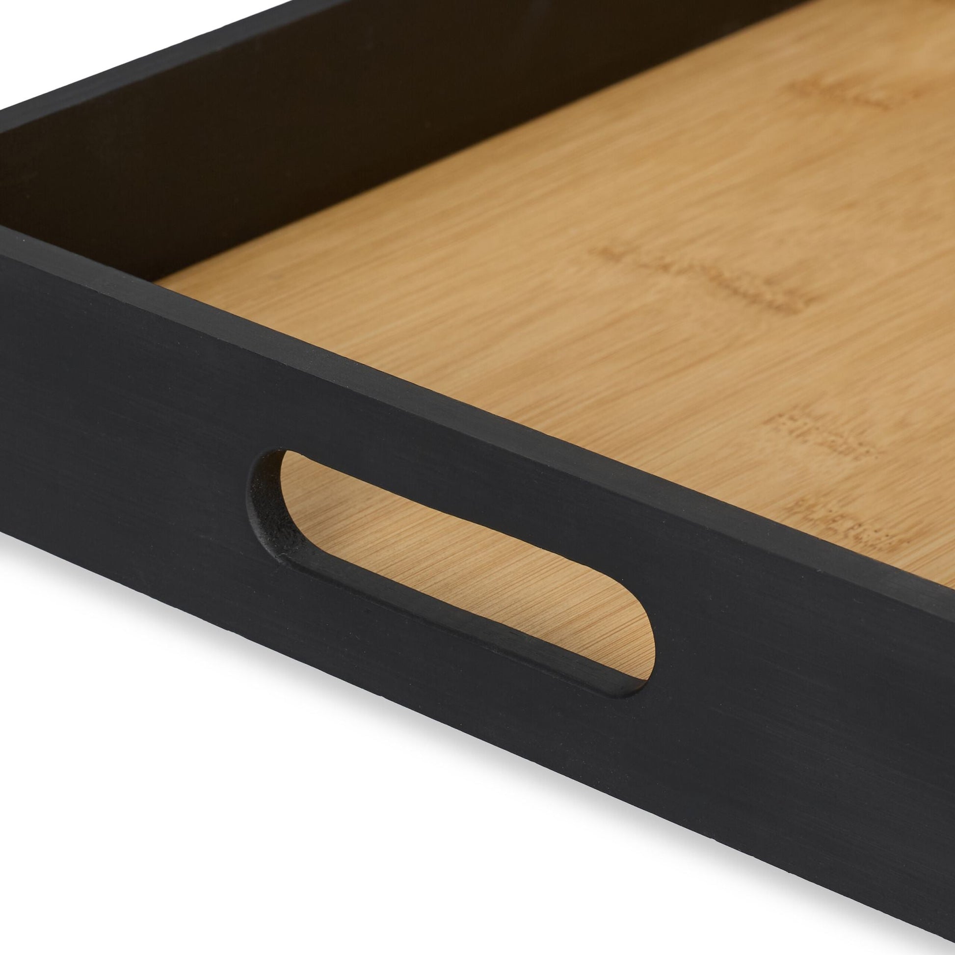 Rechteckiges Tablett Bambus Hellbraun-Schwarz von Relaxdays