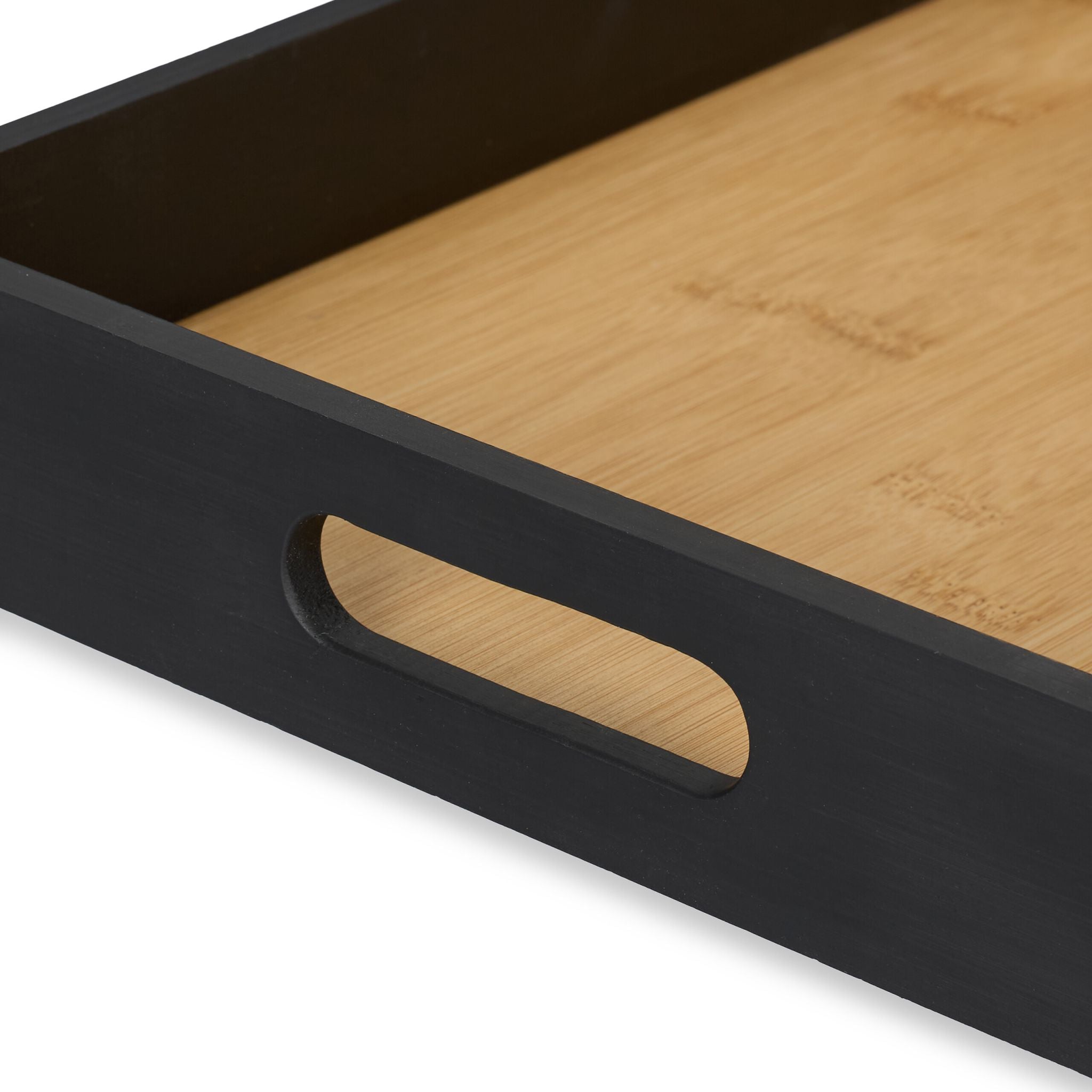Rechteckiges Tablett Bambus Hellbraun-Schwarz von Relaxdays