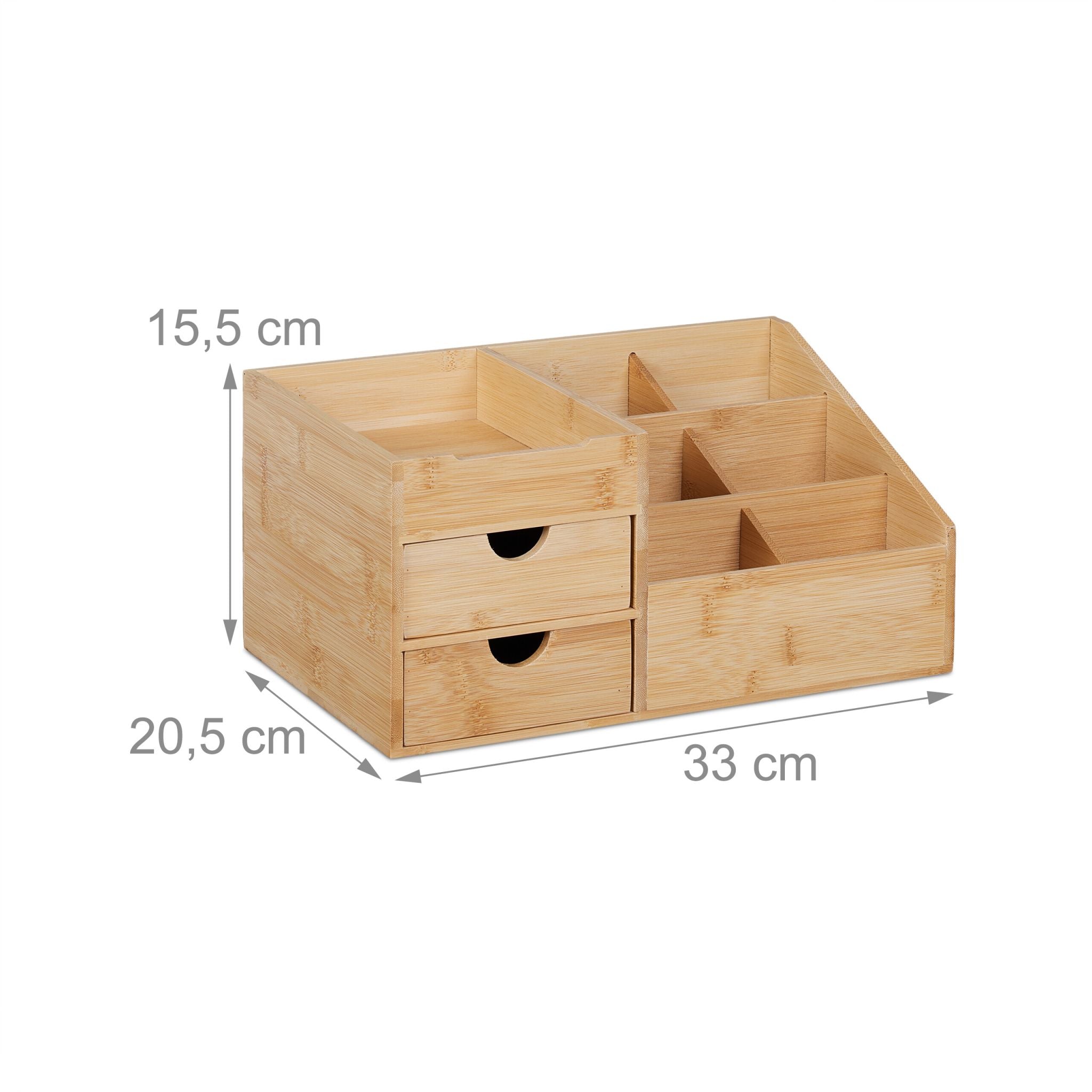 Schreibtisch Organizer mit 2 Schubladen Hellbraun von Relaxdays