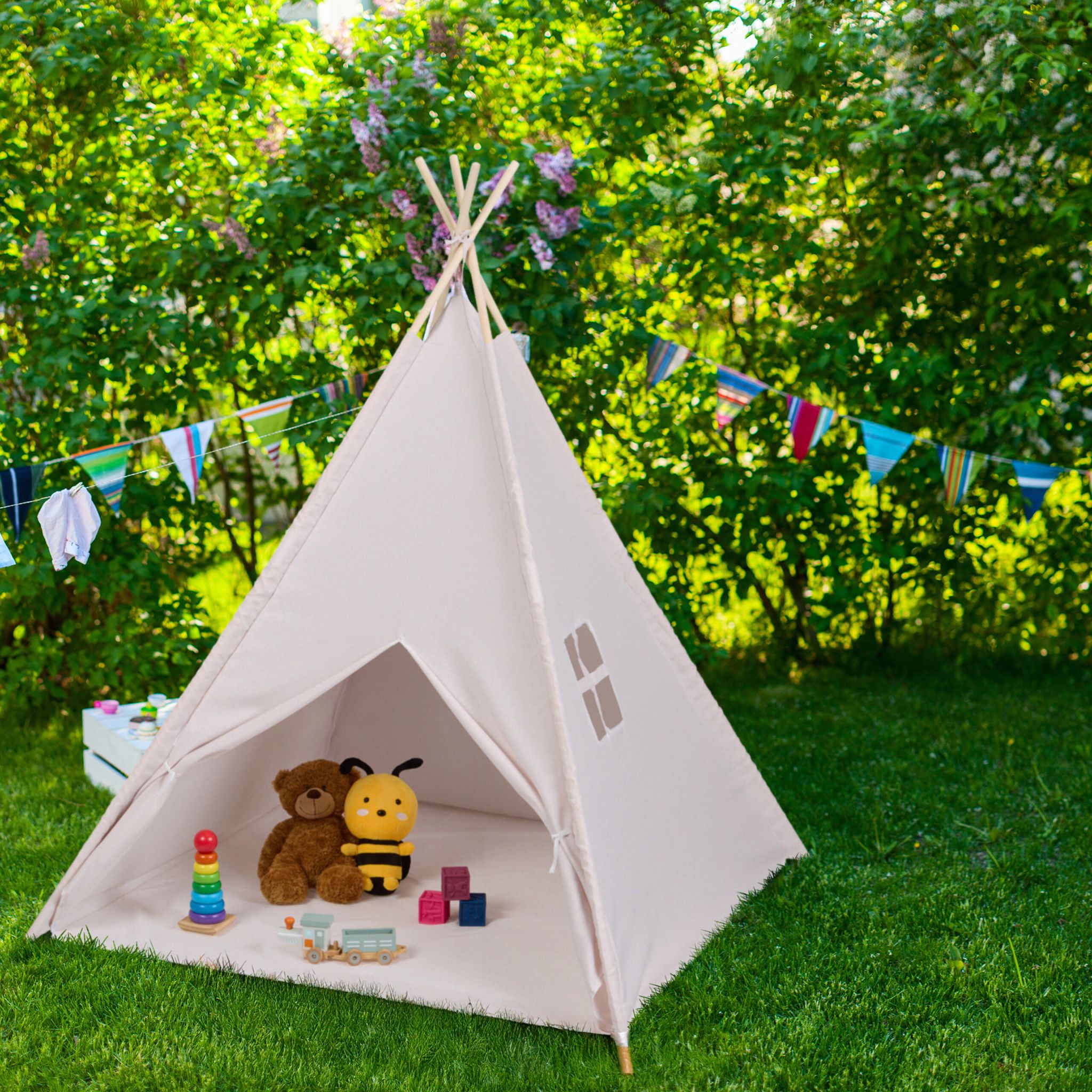 Tipi Spielzelt mit Bodenmatte Beige-Hellbraun von guteszeug.ch