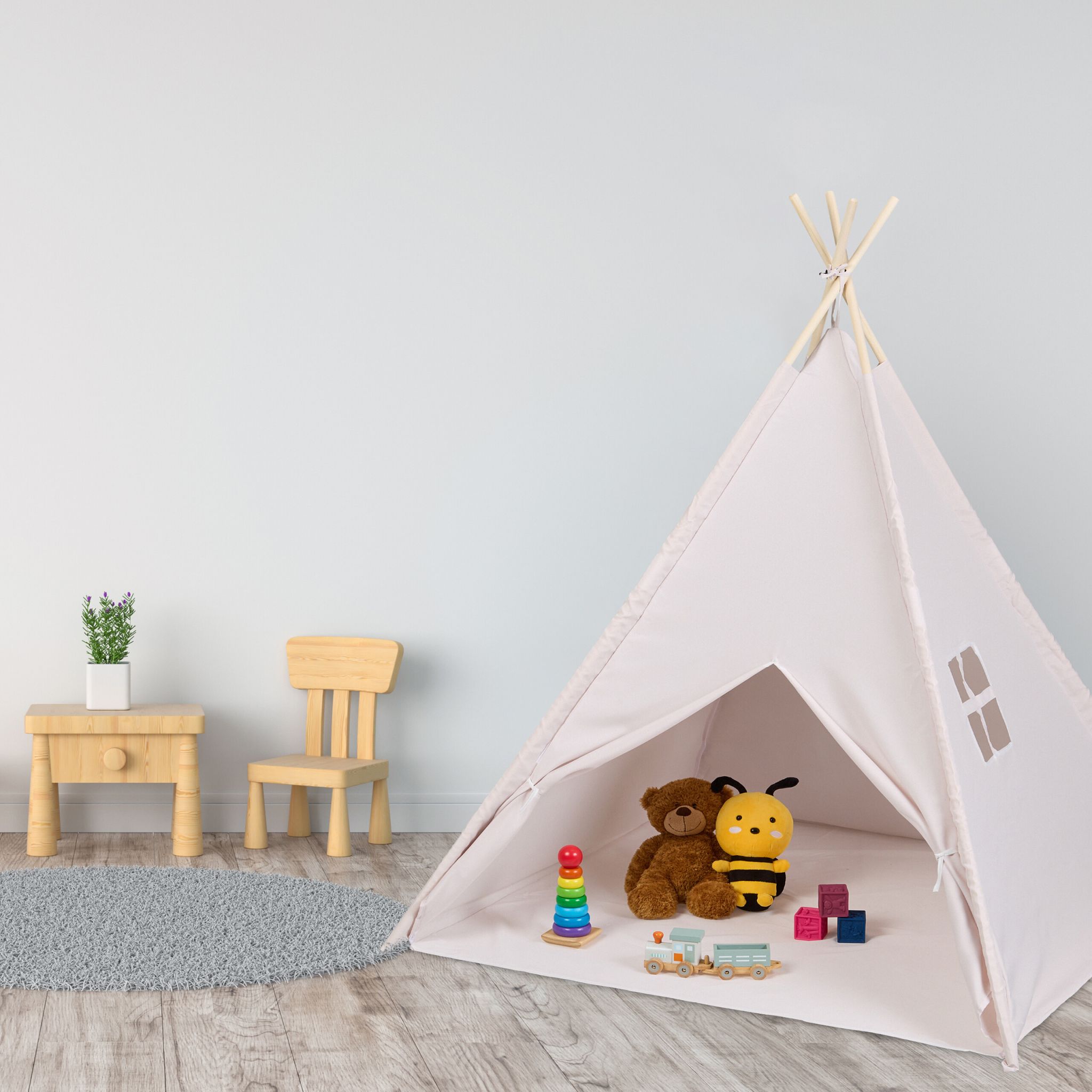 Tipi Spielzelt mit Bodenmatte Beige-Hellbraun von guteszeug.ch