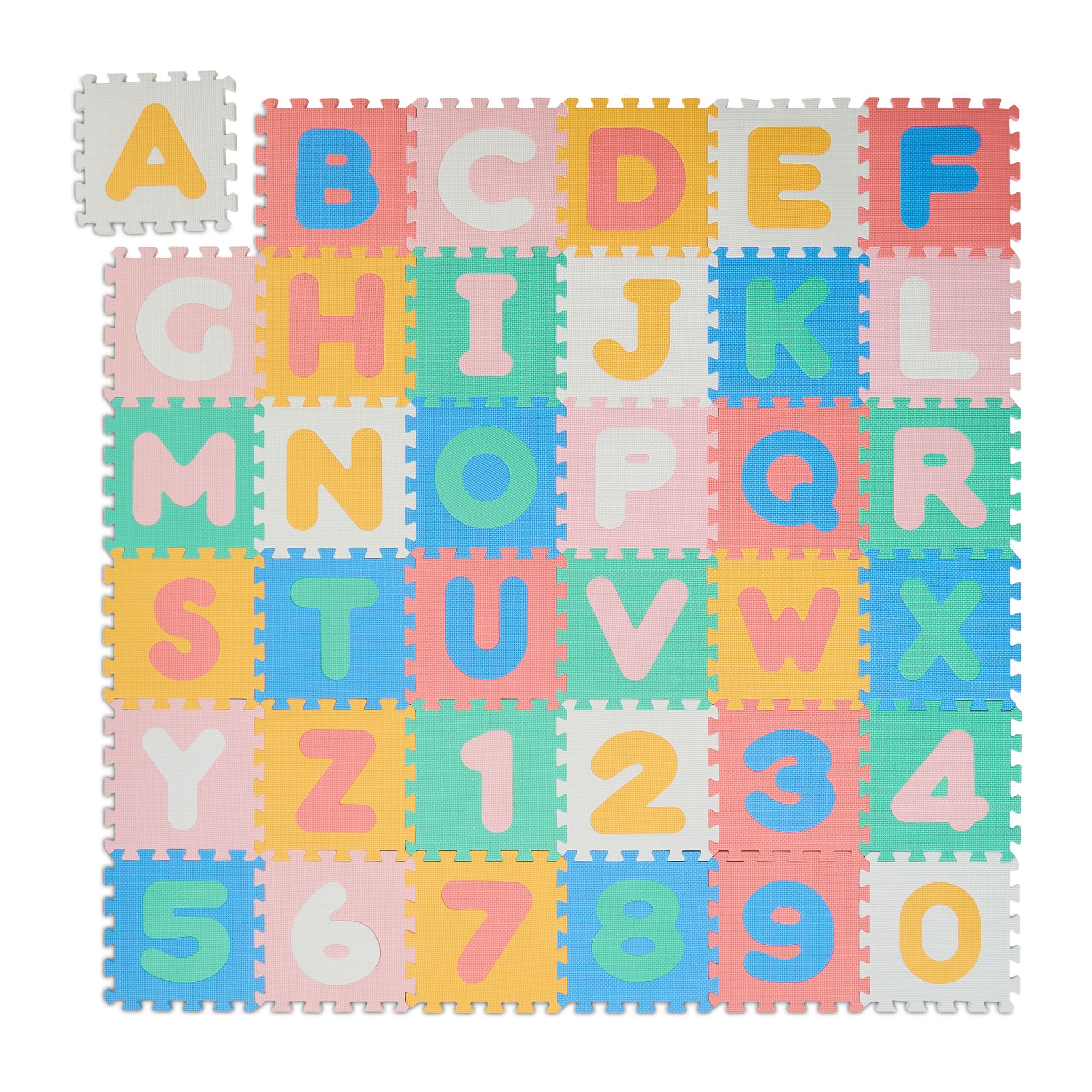 Puzzlematte ABC und Zahlen Blau-Grün-Rot von Relaxdays