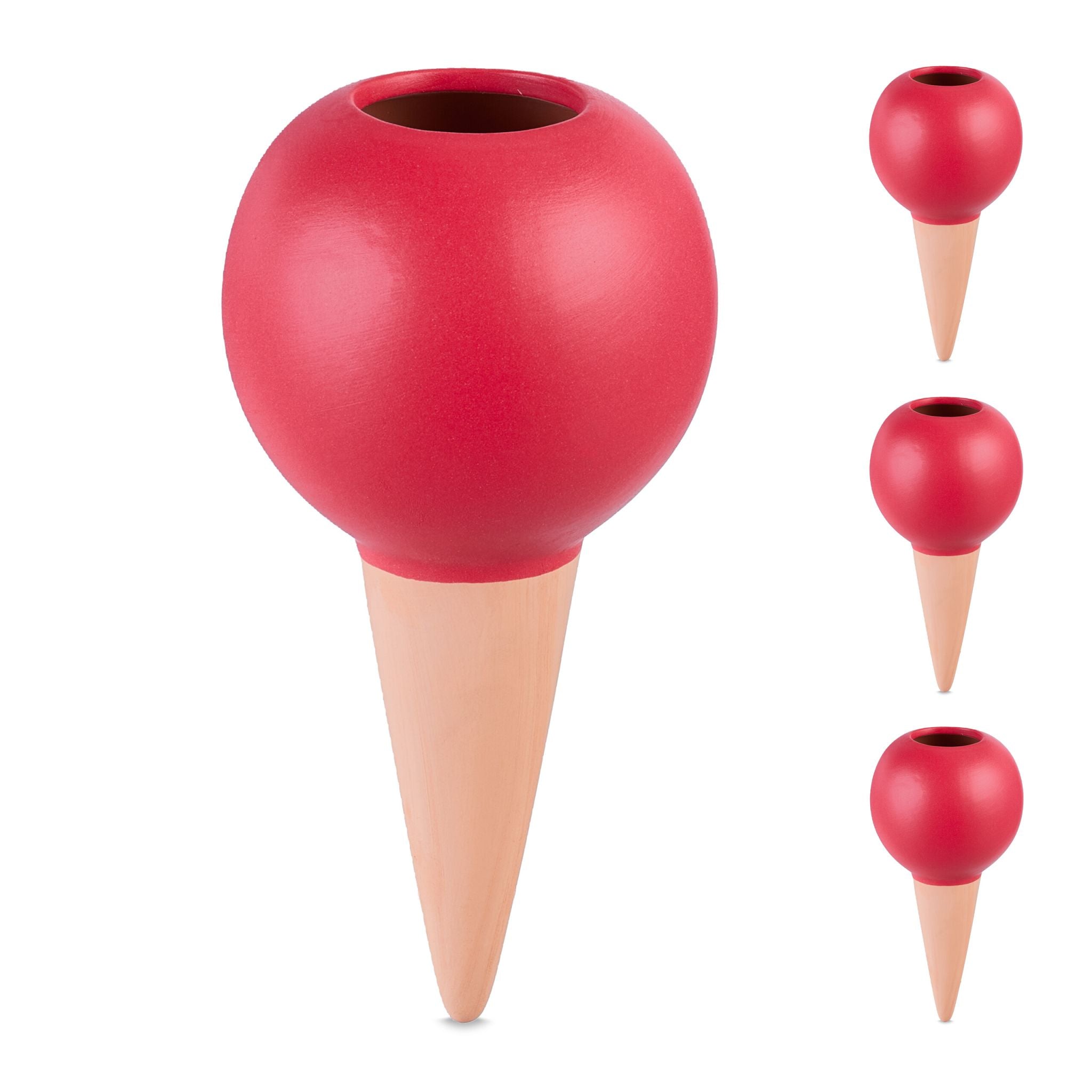 Tonkegel 4er-Set Hellbraun-Rot