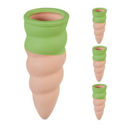 Geschwungene Tonkegel 4er-Set Grün-Hellbraun von Relaxdays